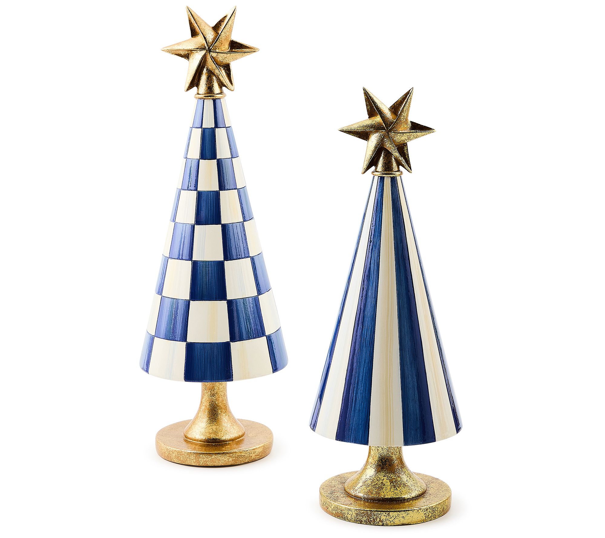 "As Is" MacKenzie- Childs Set of 2 Check & Stripe Trees