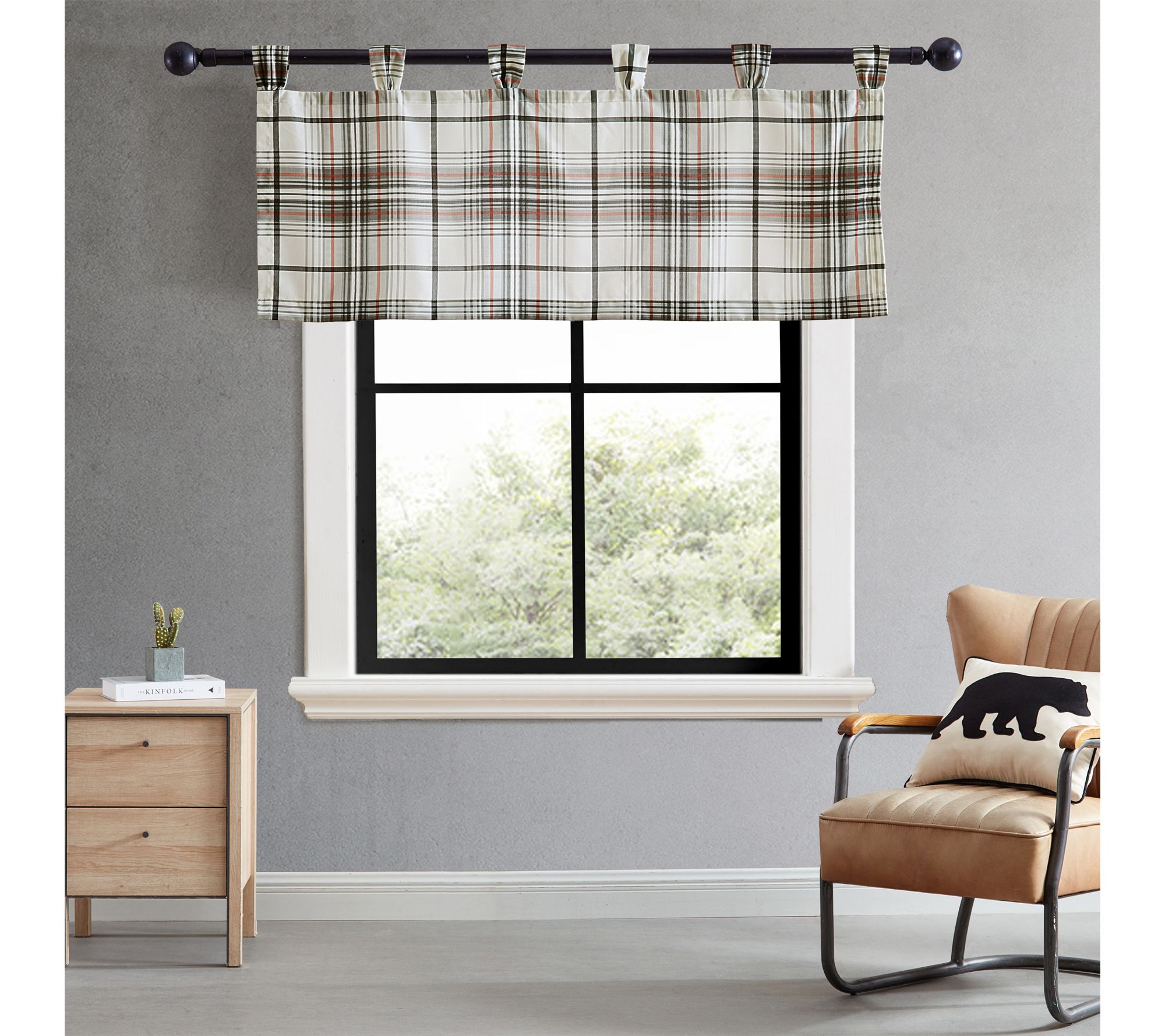 Eddie Bauer Alder Plaid Grey 50x20 Window Valance