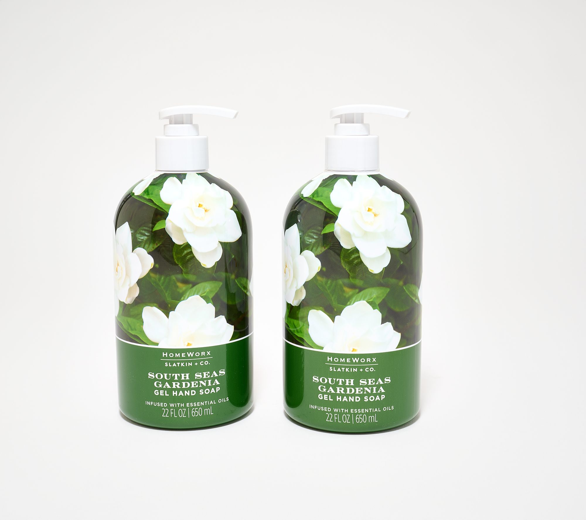 HomeWorx by Slatkin + Co. S/2 22oz Sea Gardenia Gel Handd Soaps