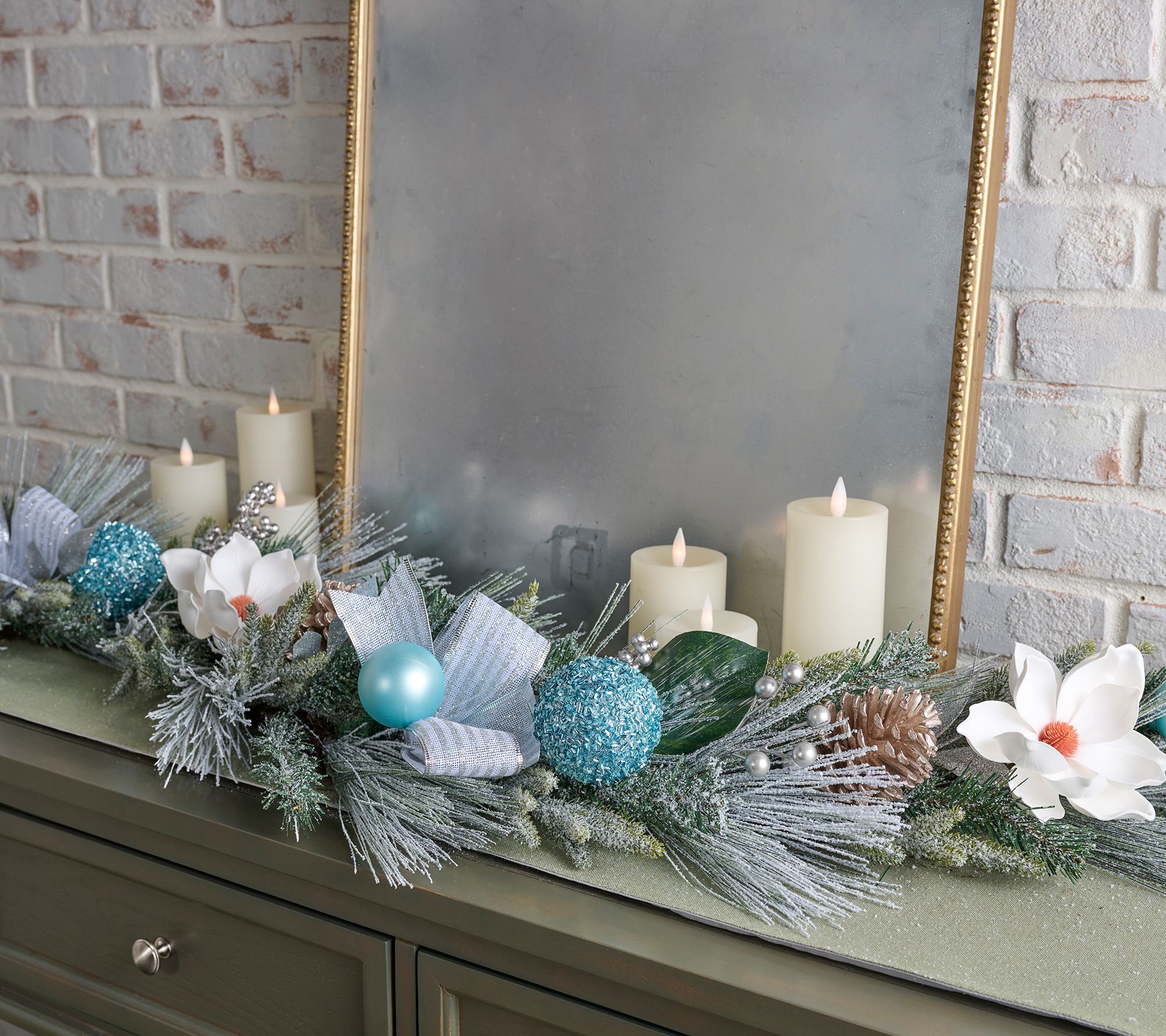 "As Is" 6' Luxe Pinecone and Ribbon Magnolia Garland by Kim Gravel