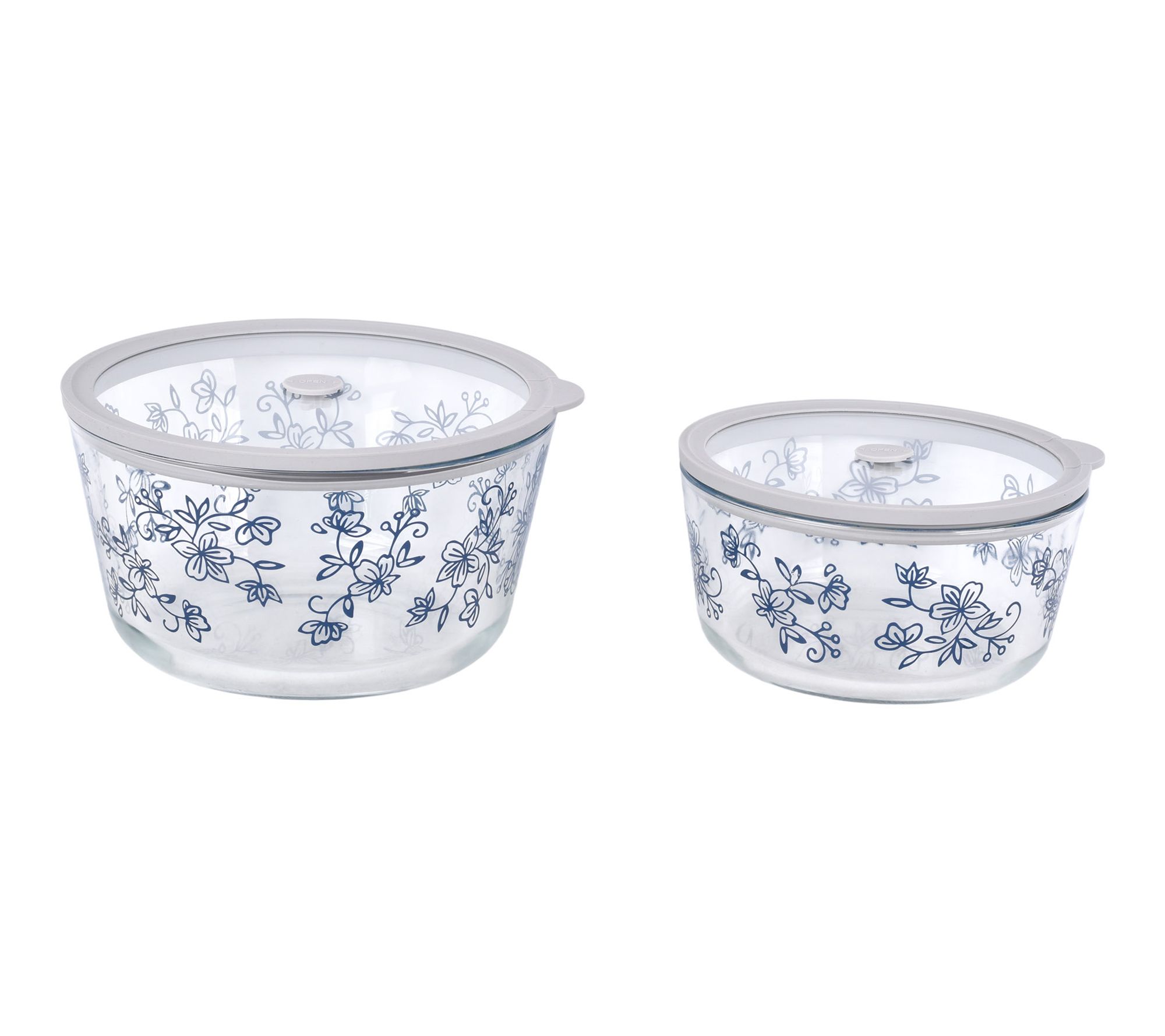 Temp-tations Set of 2 Borosilicate Glass Bowls w/ Vented Lids