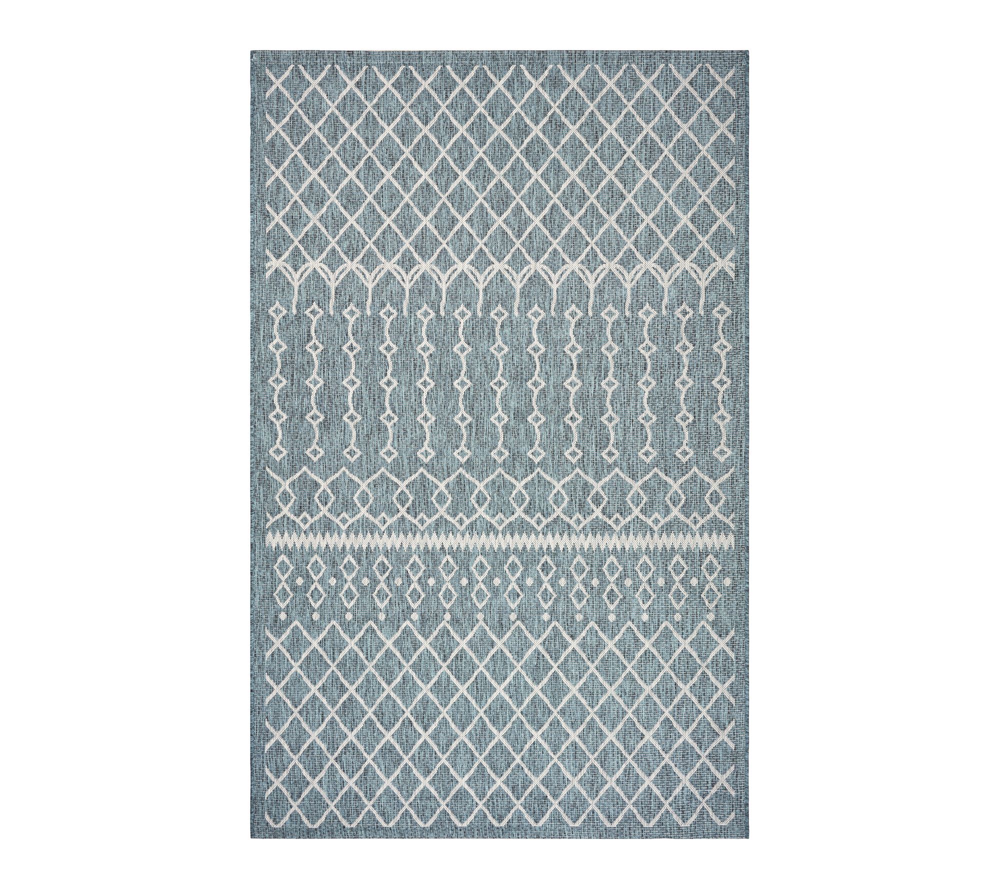 Ox Bay Blue/Gray Geometric Indoor/Outdoor Area Rug, 7'9"x9'9"