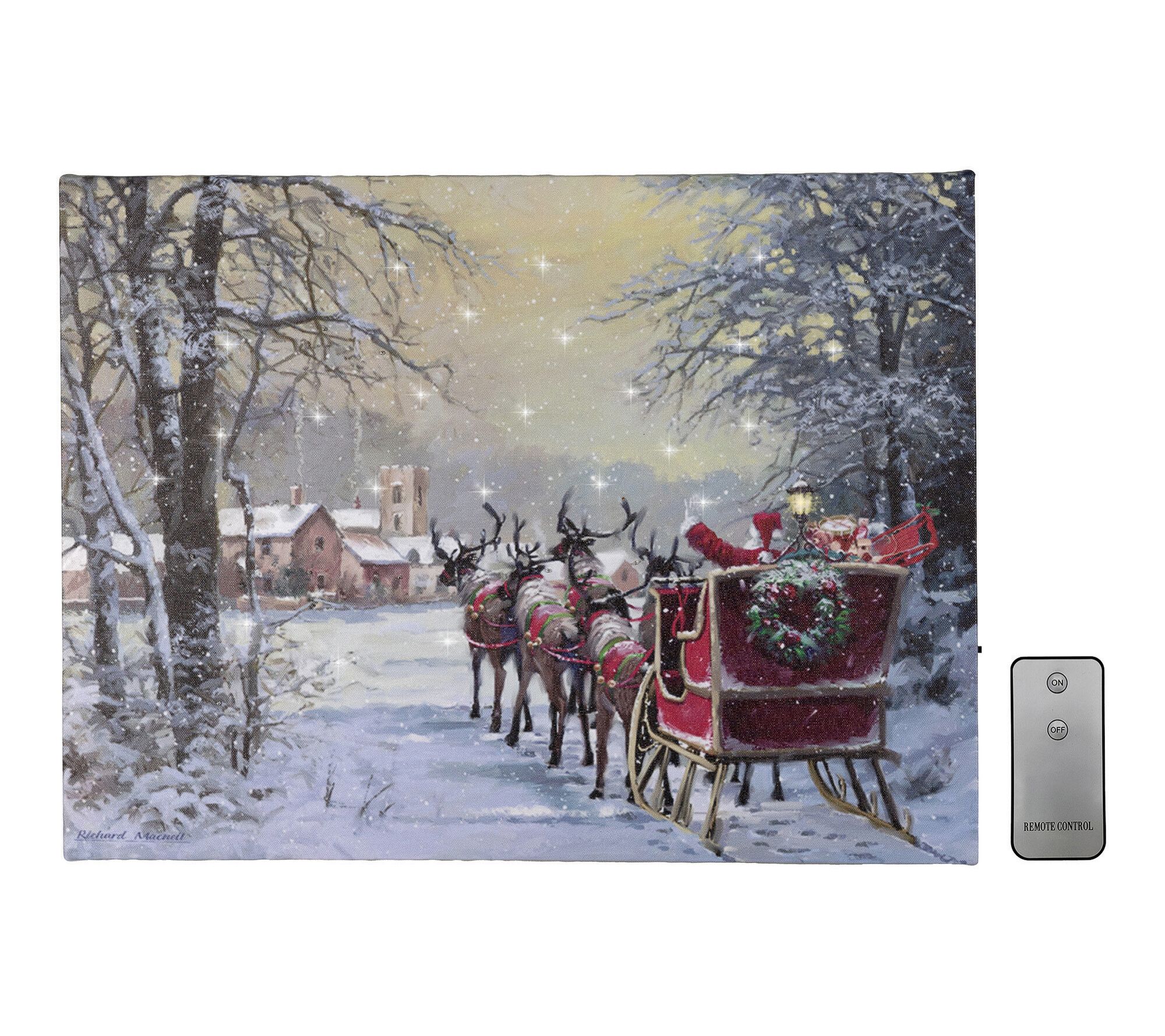 LumaBase Battery Operated Lighted Wall Art - Santa Sleigh Ride