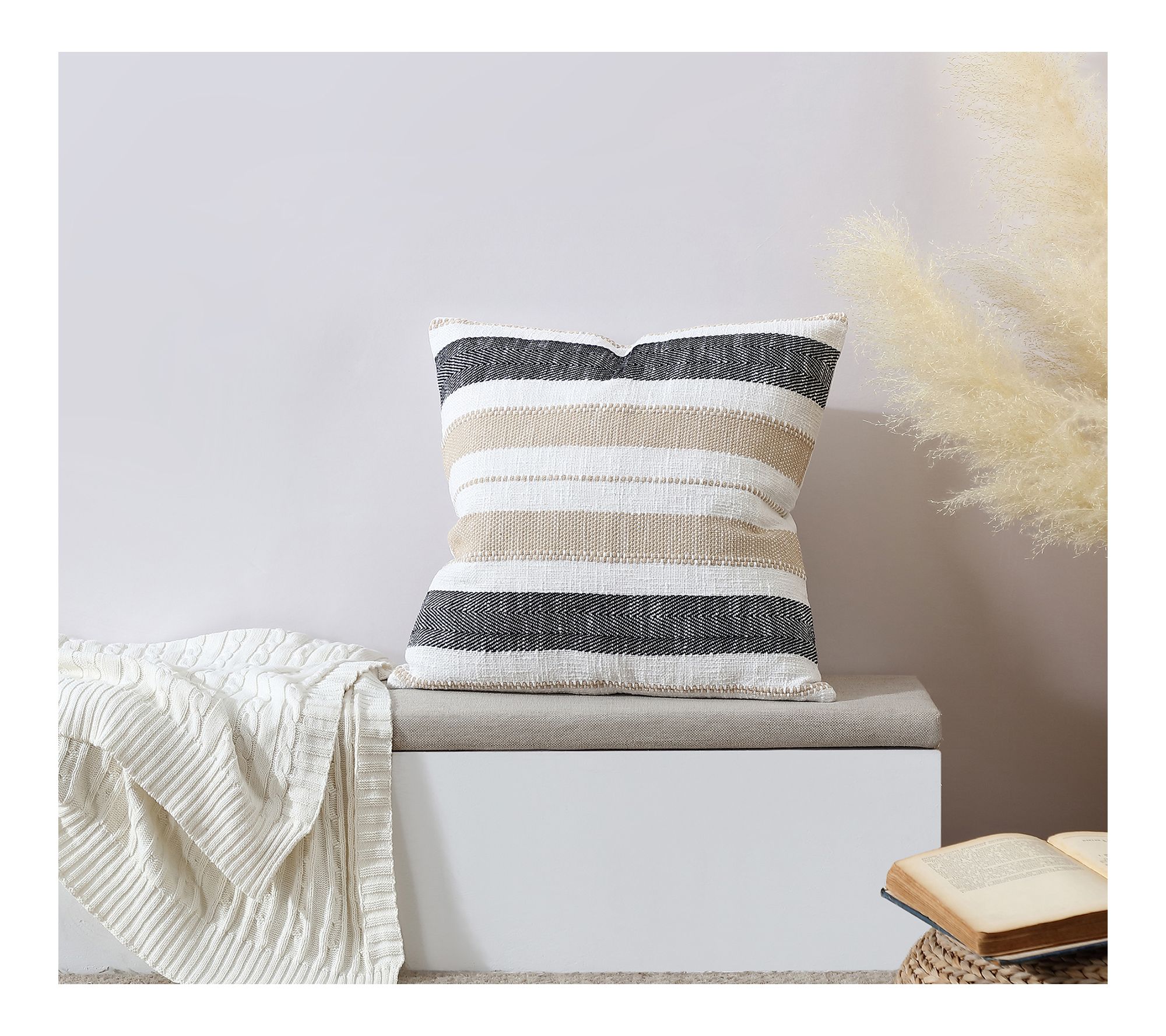 Tahari Home Farmhouse Stripe Decorative Pillow,20" x 20"