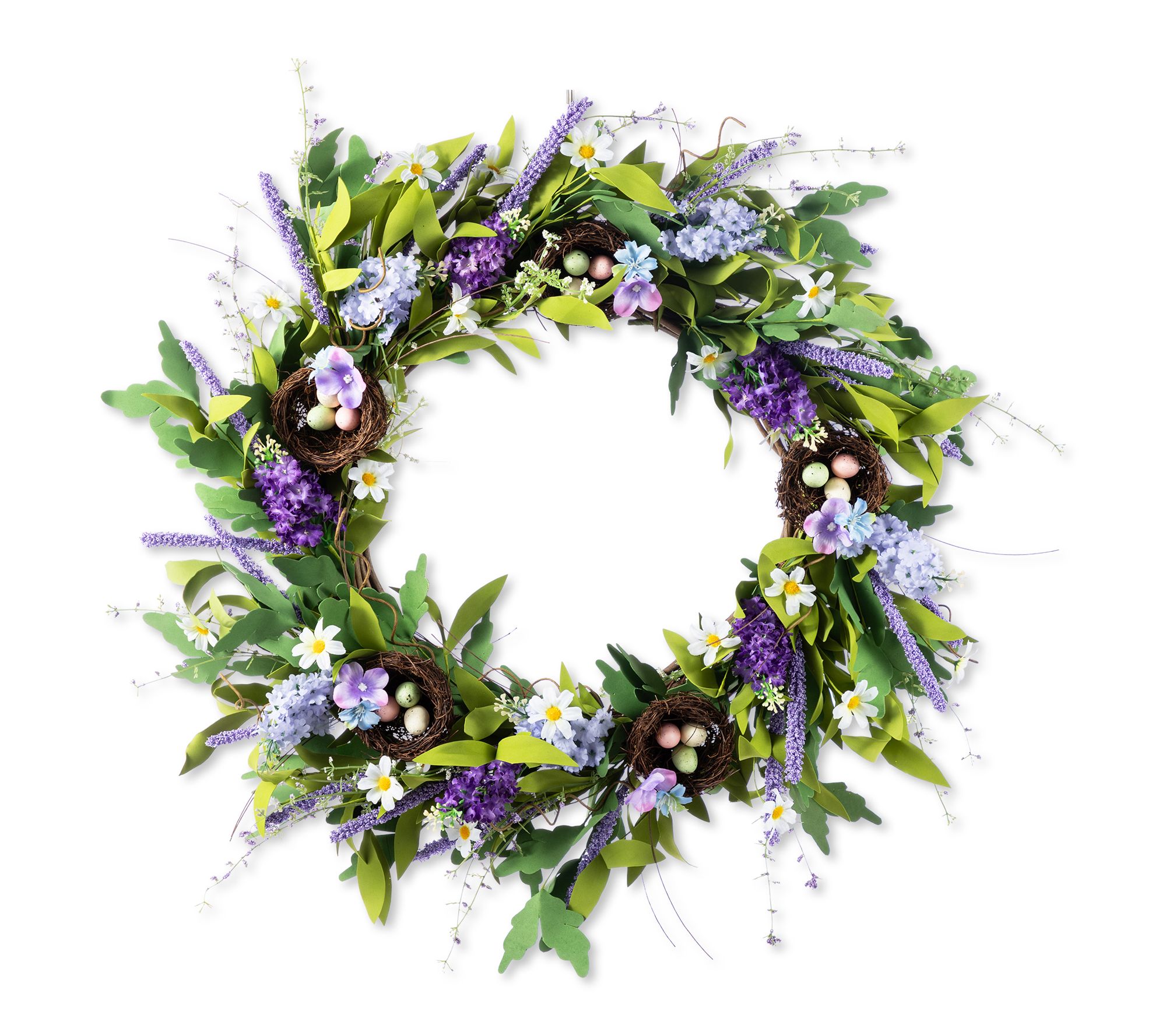 Glitzhome 24"D Easter Lavender & Bird Nest Wreath