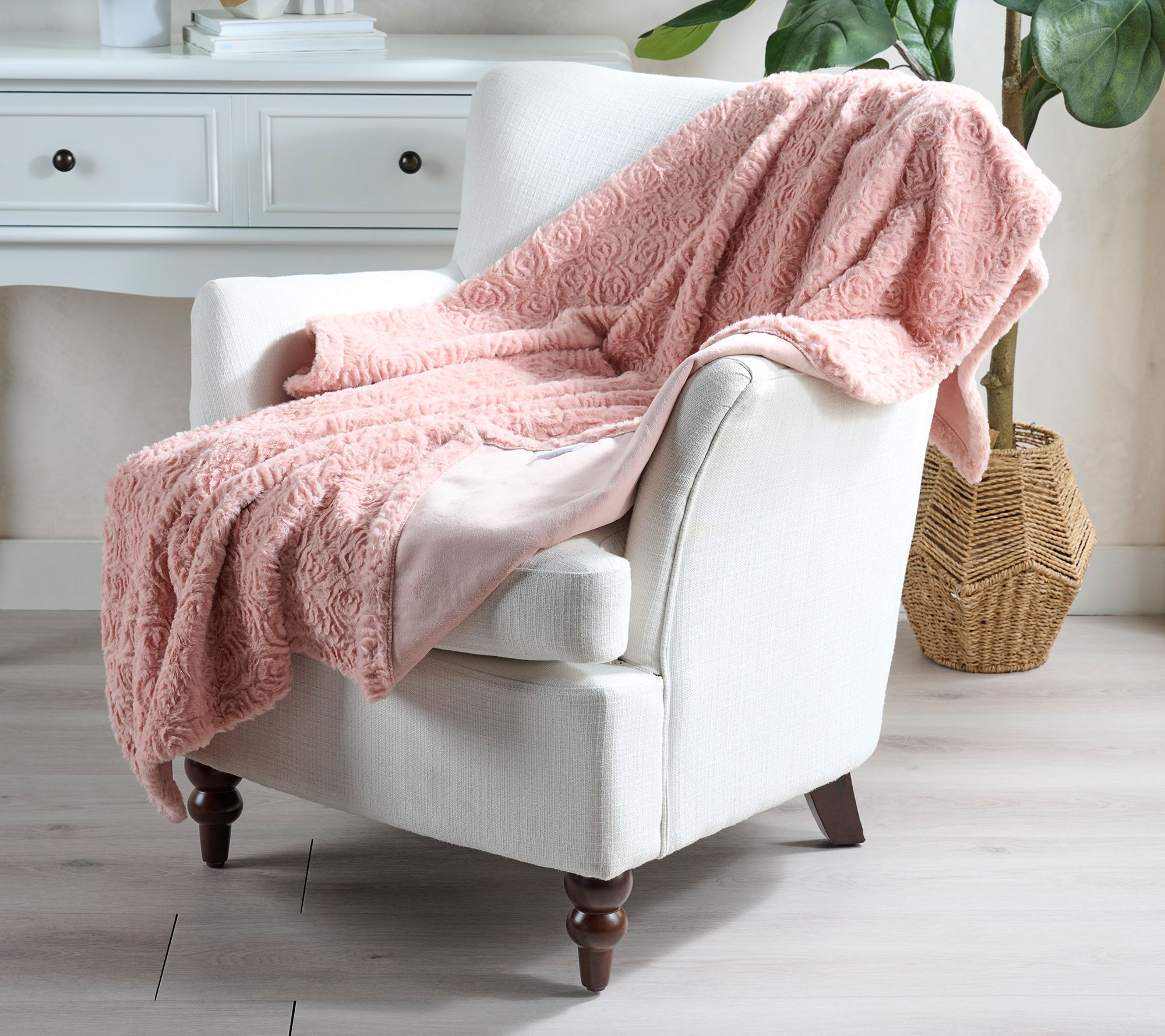 50" x 60" Faux Fur Rosette Throw by Mally Roncal