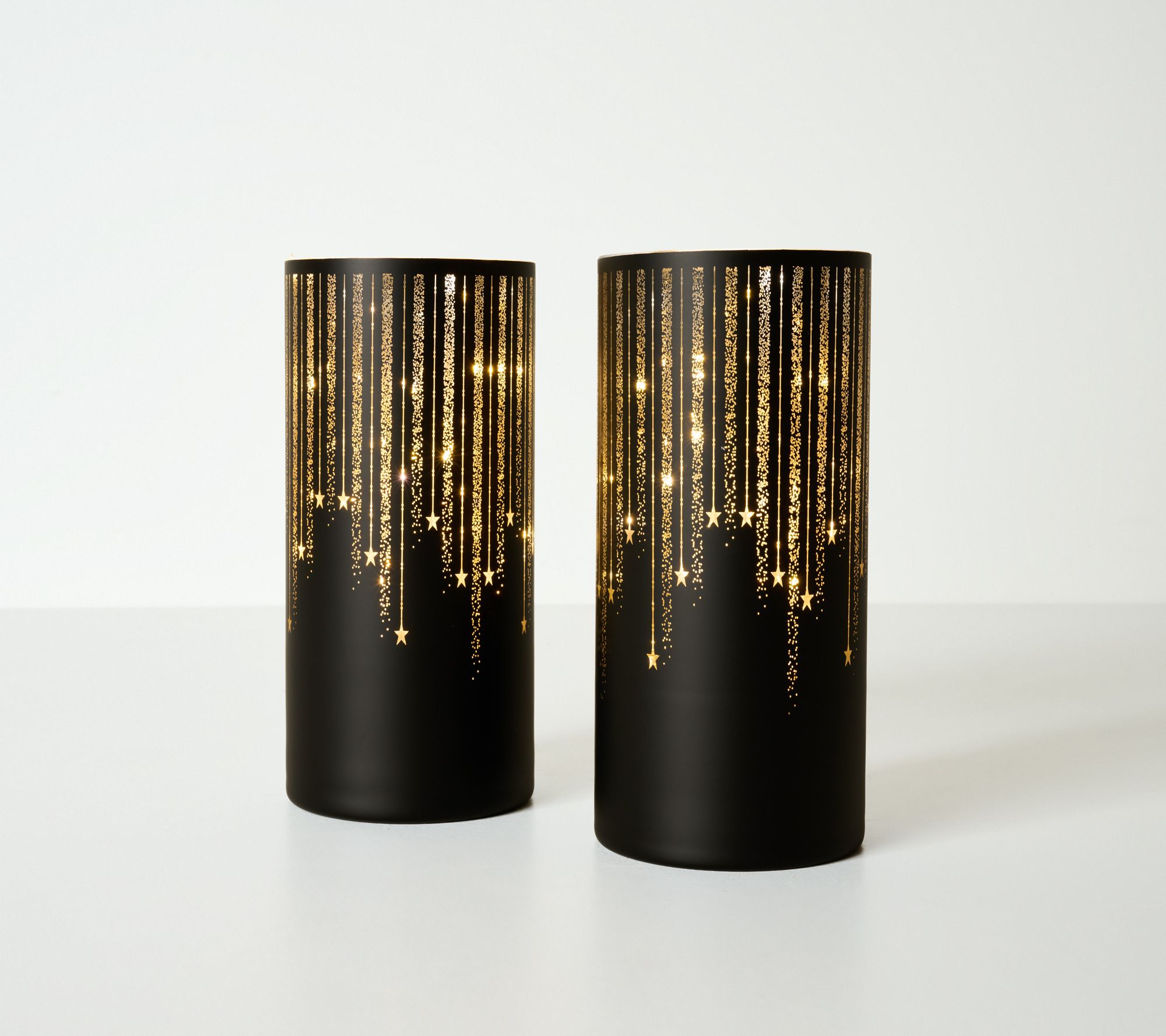 Set of (2) 8.5" Starry Night Luster Finish Hurricanes by Valerie