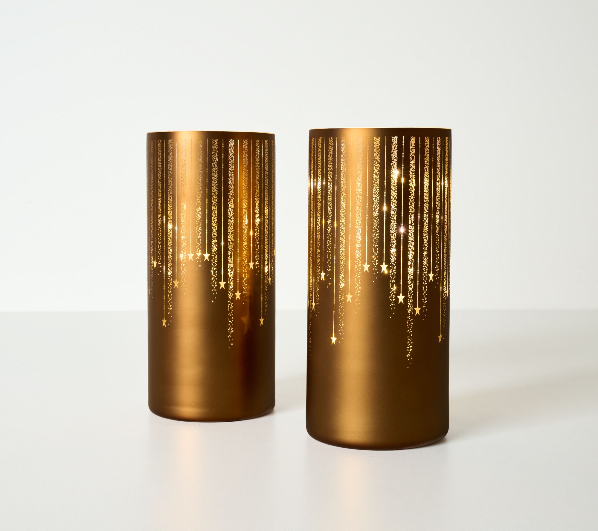 Set of (2) 8.5" Starry Night Luster Finish Hurricanes by Valerie