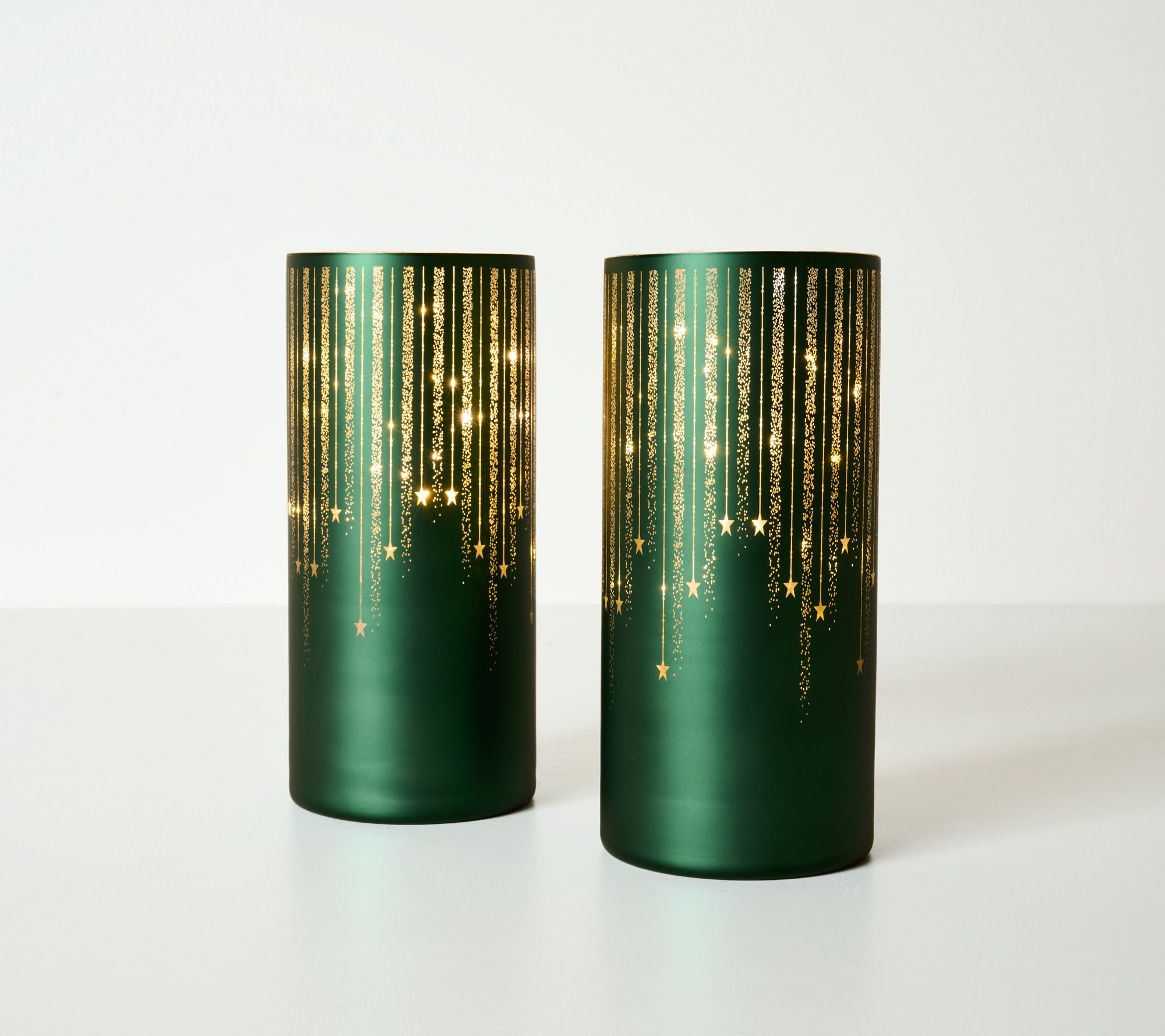 Set of (2) 8.5" Starry Night Luster Finish Hurricanes by Valerie