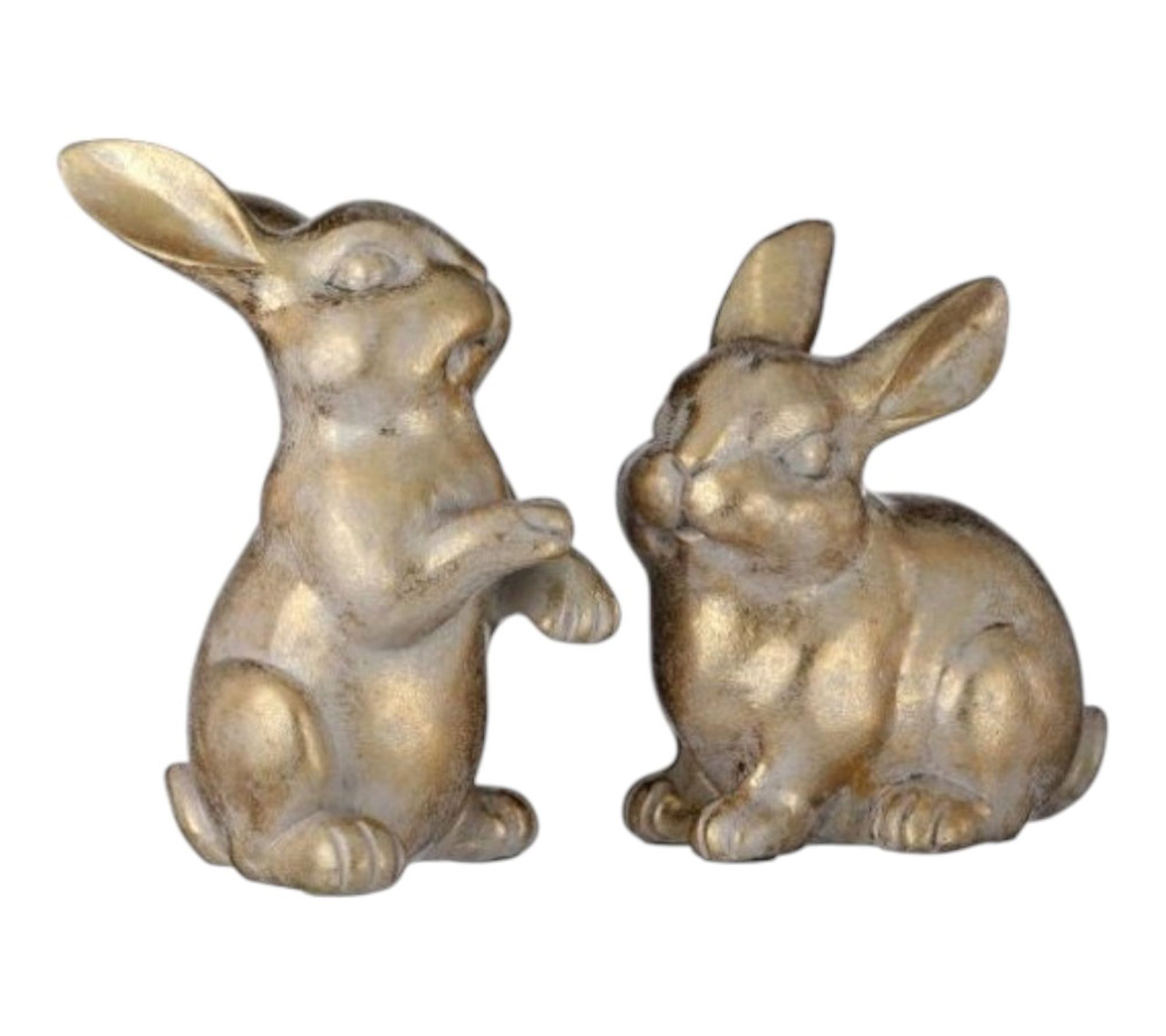 RC Home Decor-4.5" Gold Bunny Figurines -Vintage Style-Set 2