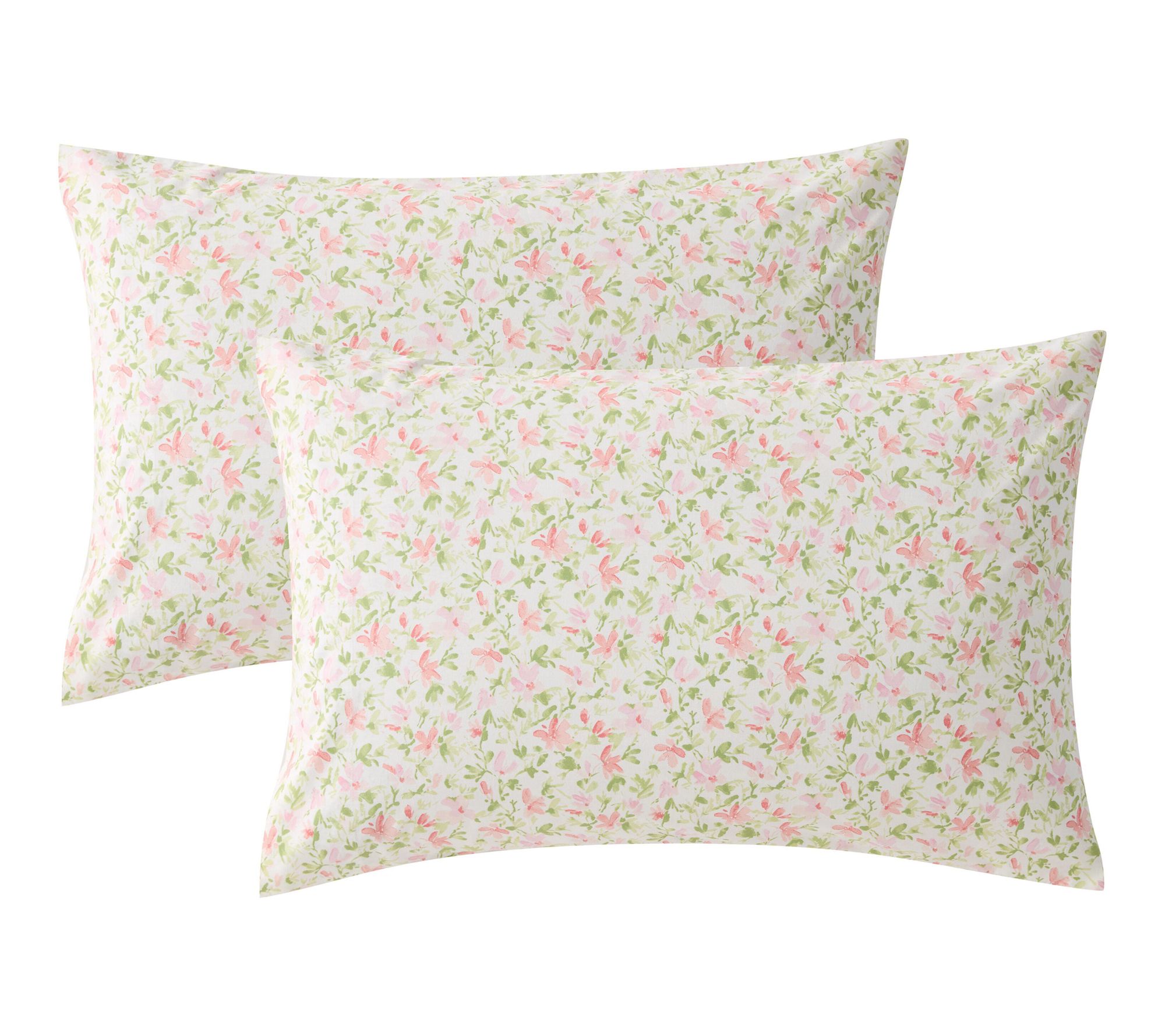 Laura Ashley Norella Pink/Green Cotton King Pillowcase Set