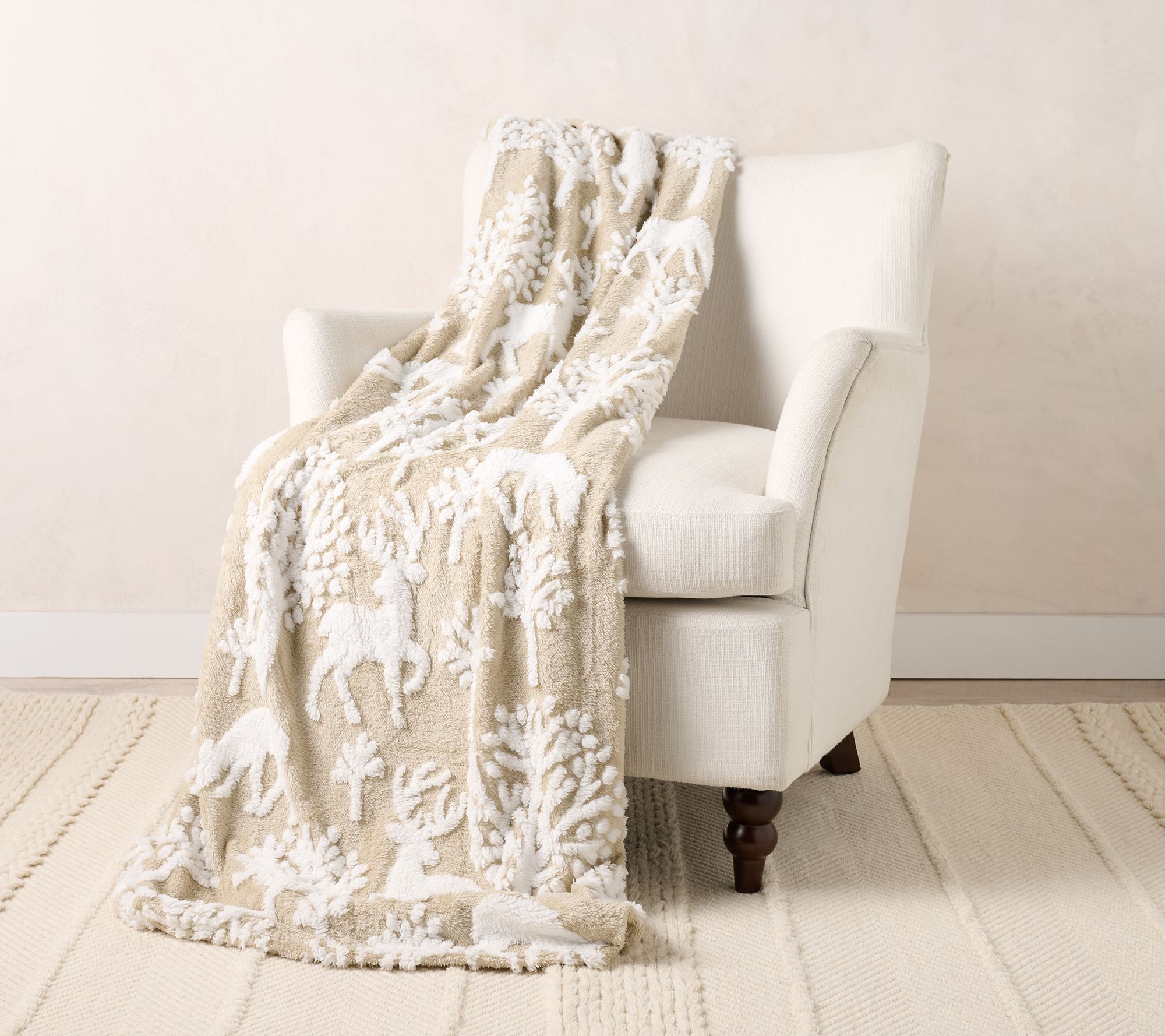 "As Is " Home Reflections Reversible Plush Oversized 60x80 Throw