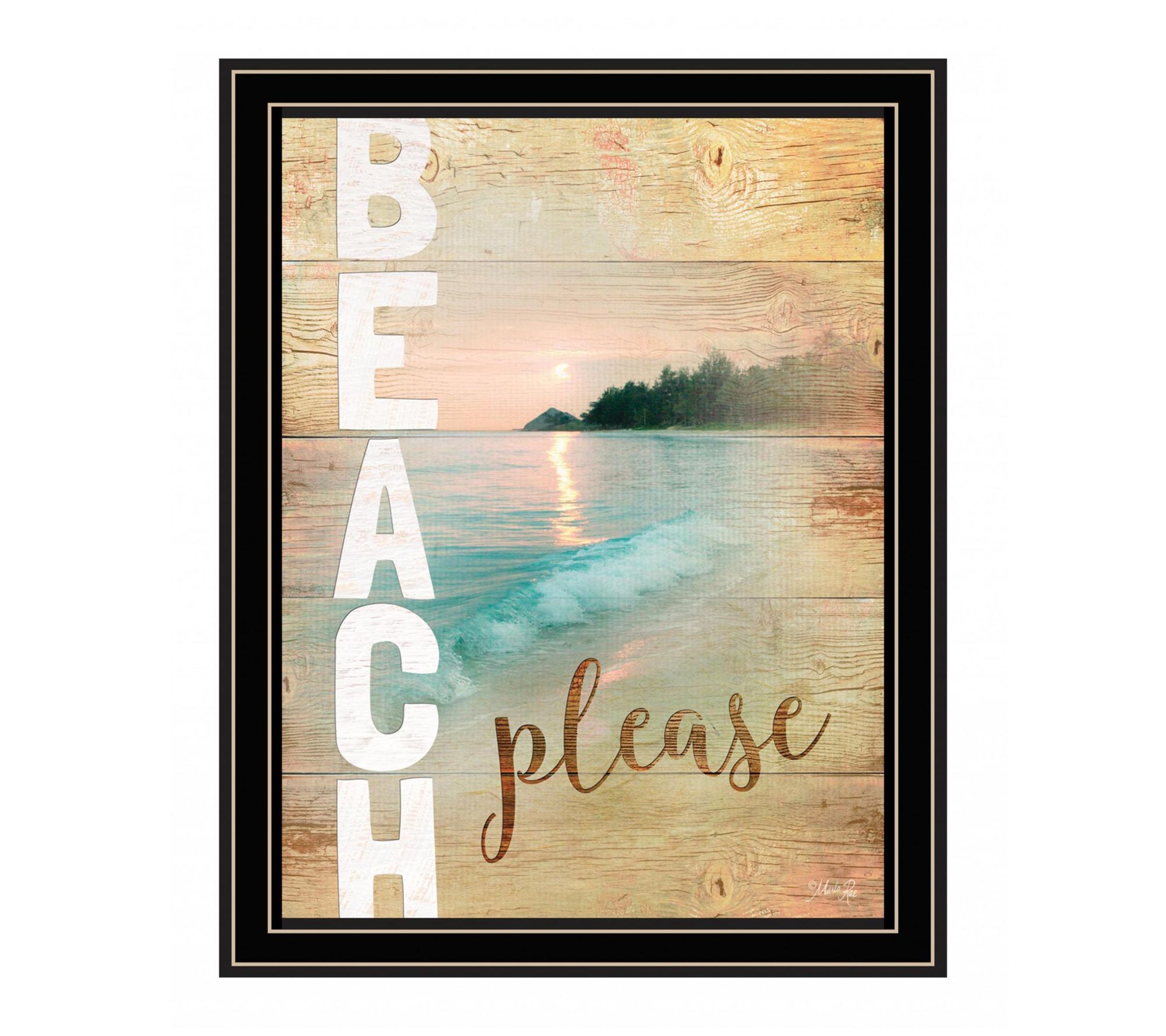 HomeRoots Beach Please 2 Black Framed Print Wall Art