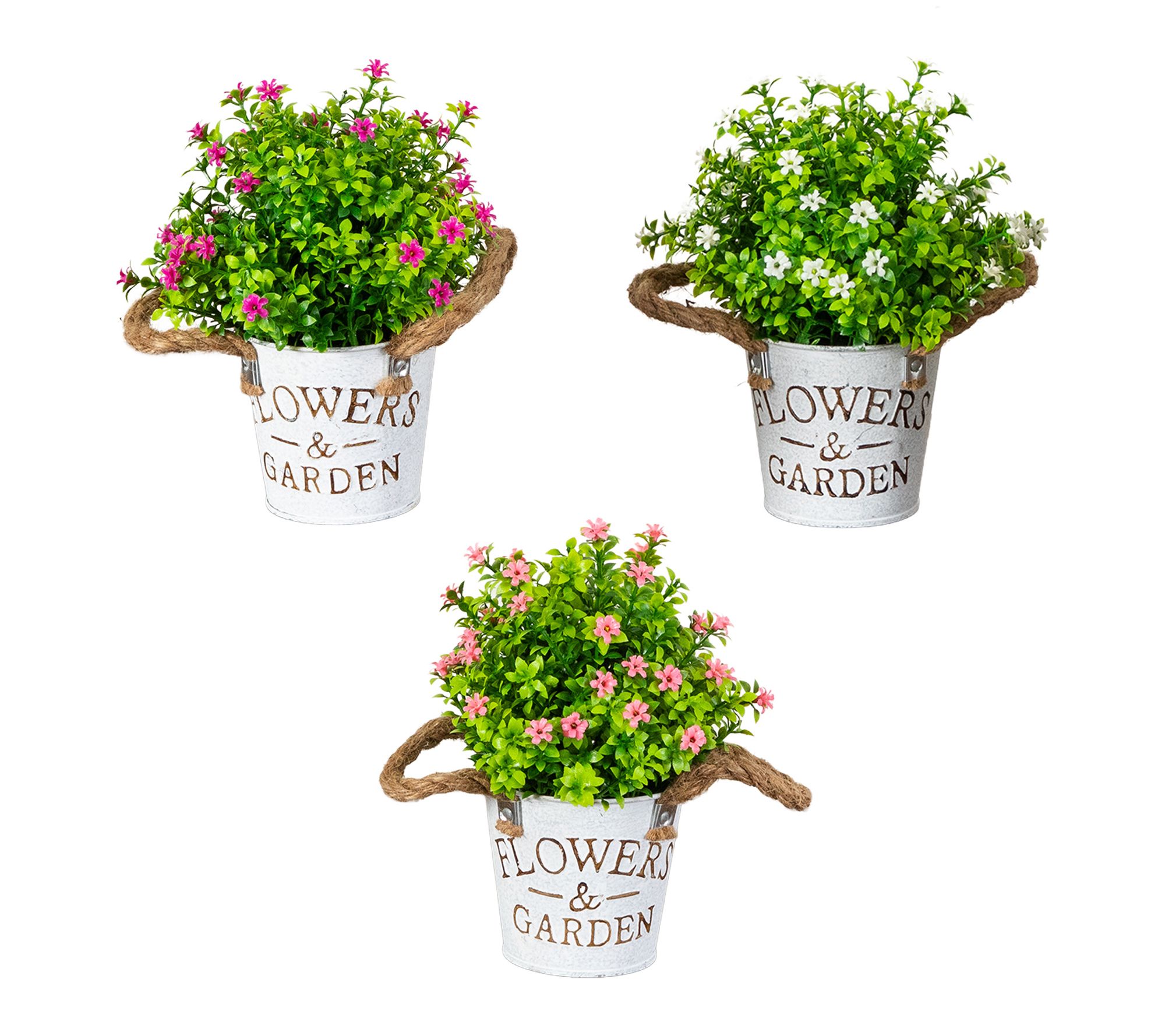 10-in Arrangement in Planter - Set of 3 by Nearly Natural