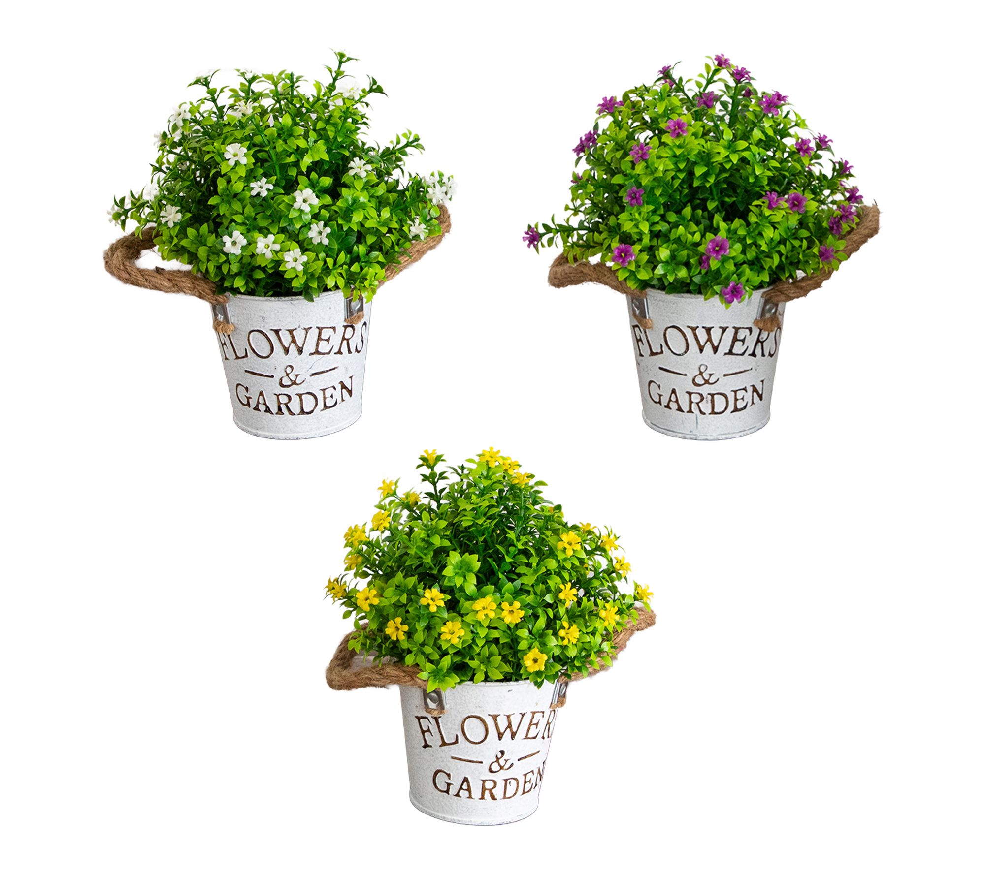10-in Arrangement in Planter - Set of 3 by Nearly Natural