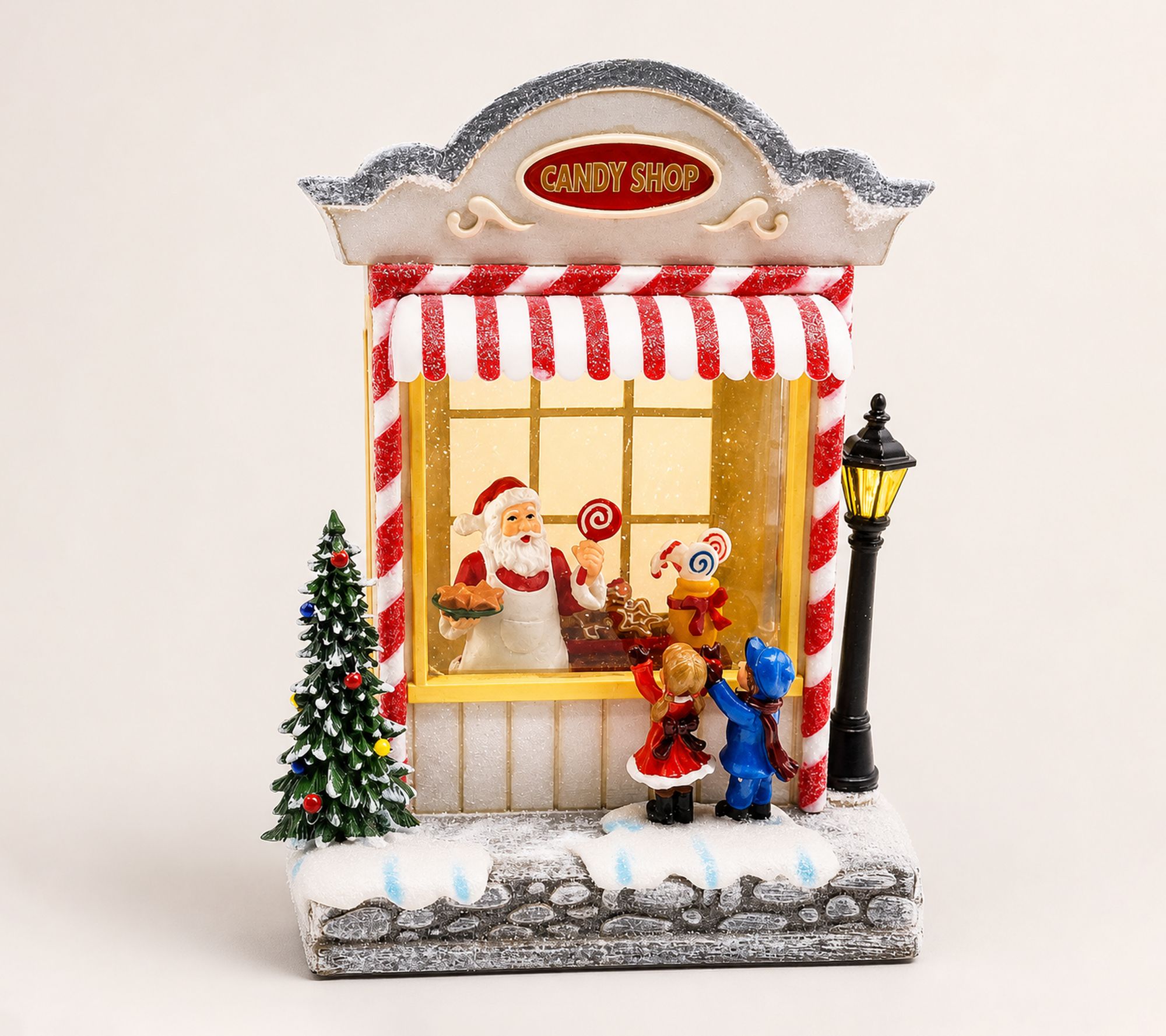RC Home Decor -12" Snow Globe Santa in Candy Shop with Kids