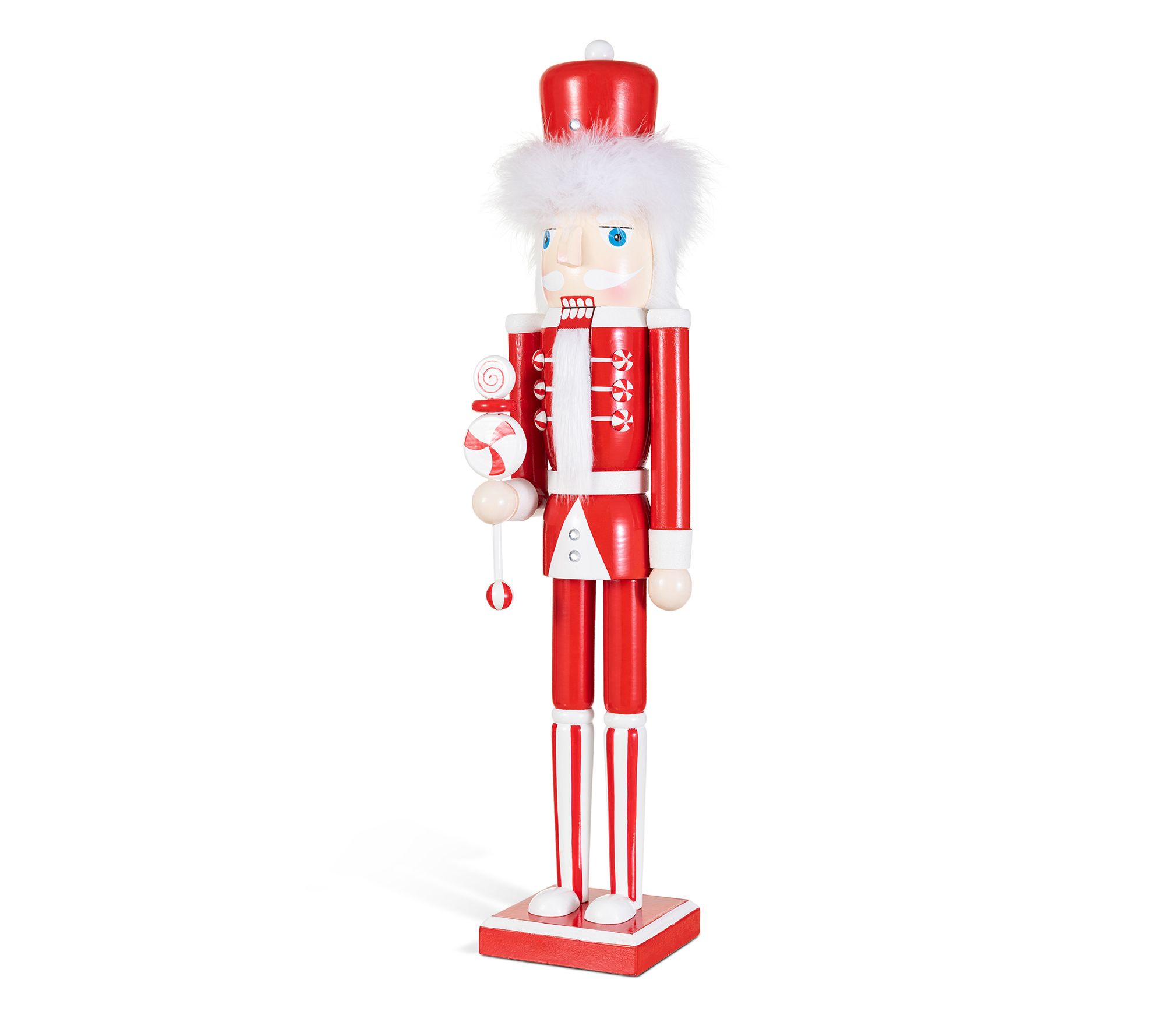 Glitzhome 24.25"H Wooden Christmas Candy Cane Nutcracker