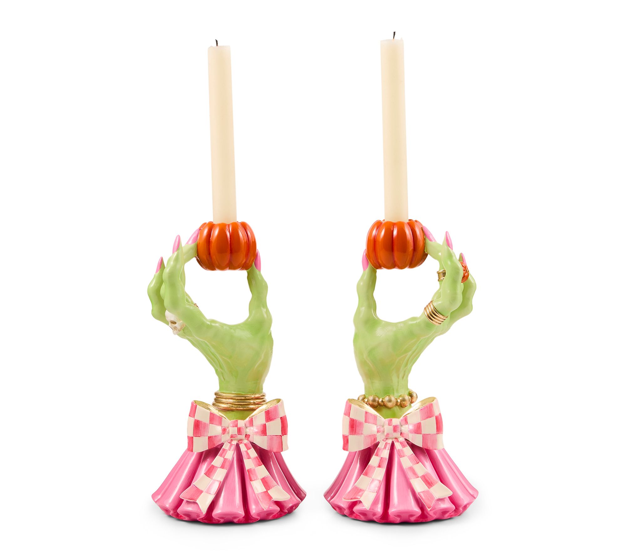  MacKenzie- Childs Set of 2 Glam 'o' ween Hand Candle Holders