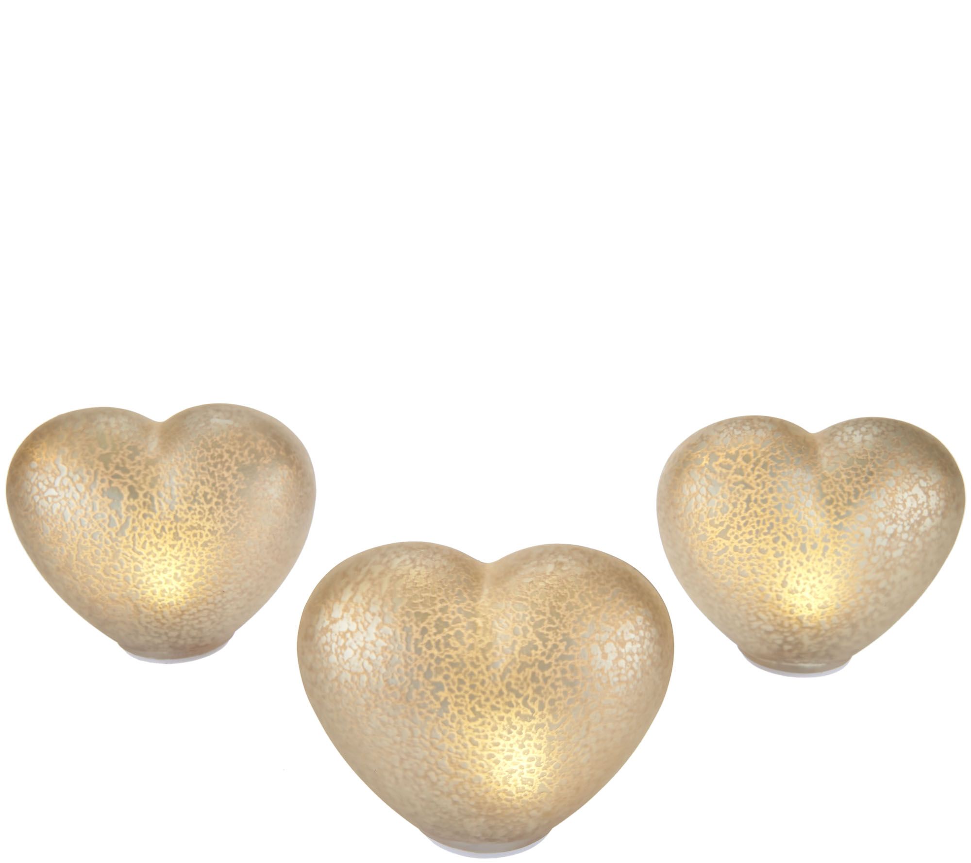 Set of 3 Illuminated Mercury Glass Hearts by Valerie