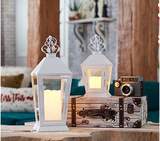 Junk Gypsy Set of 2 Small & Large Indoor/Outdoor Crown Lanterns