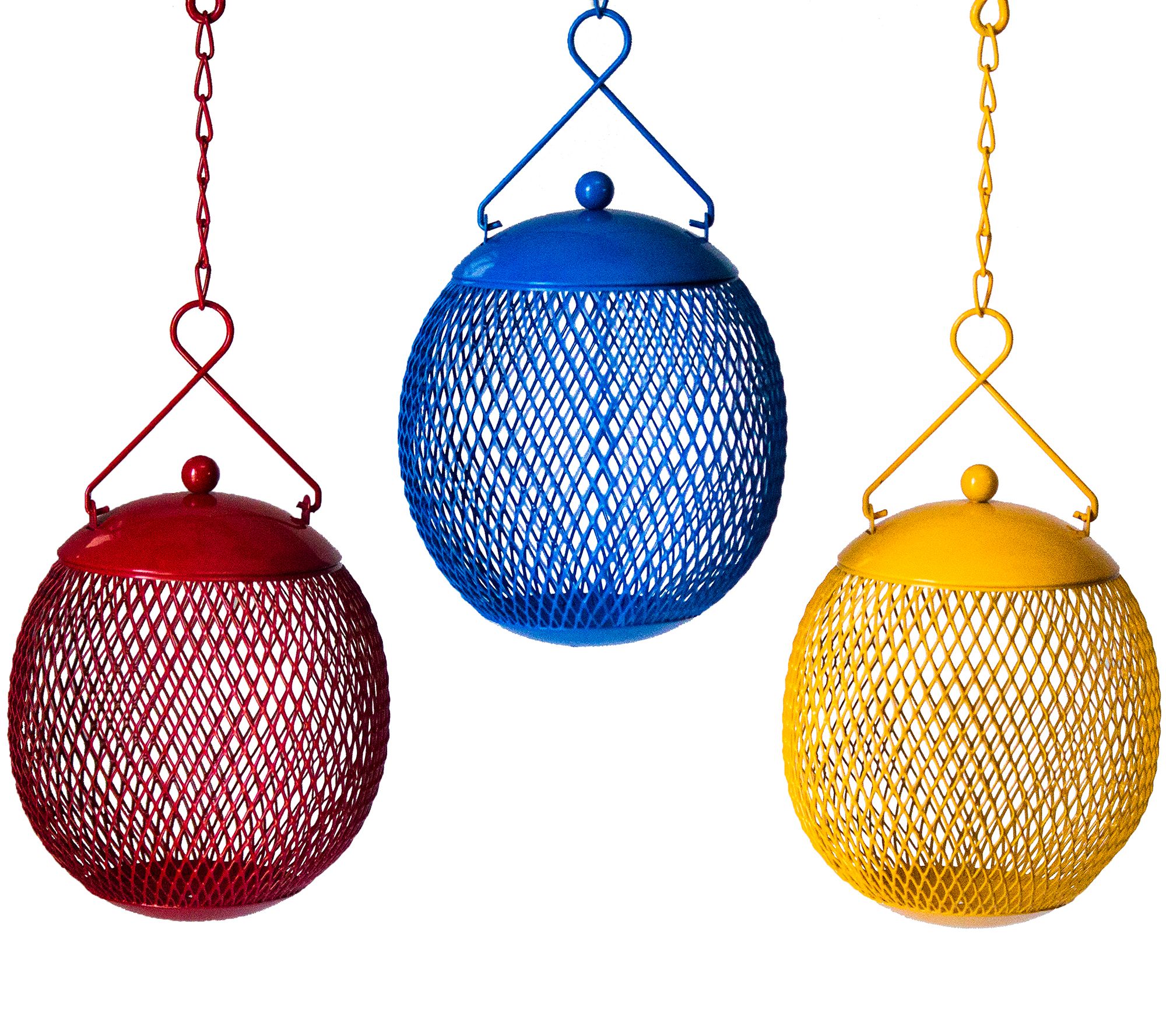 Backyard Expressions Bird Feeders - Red, Blue a nd Yellow