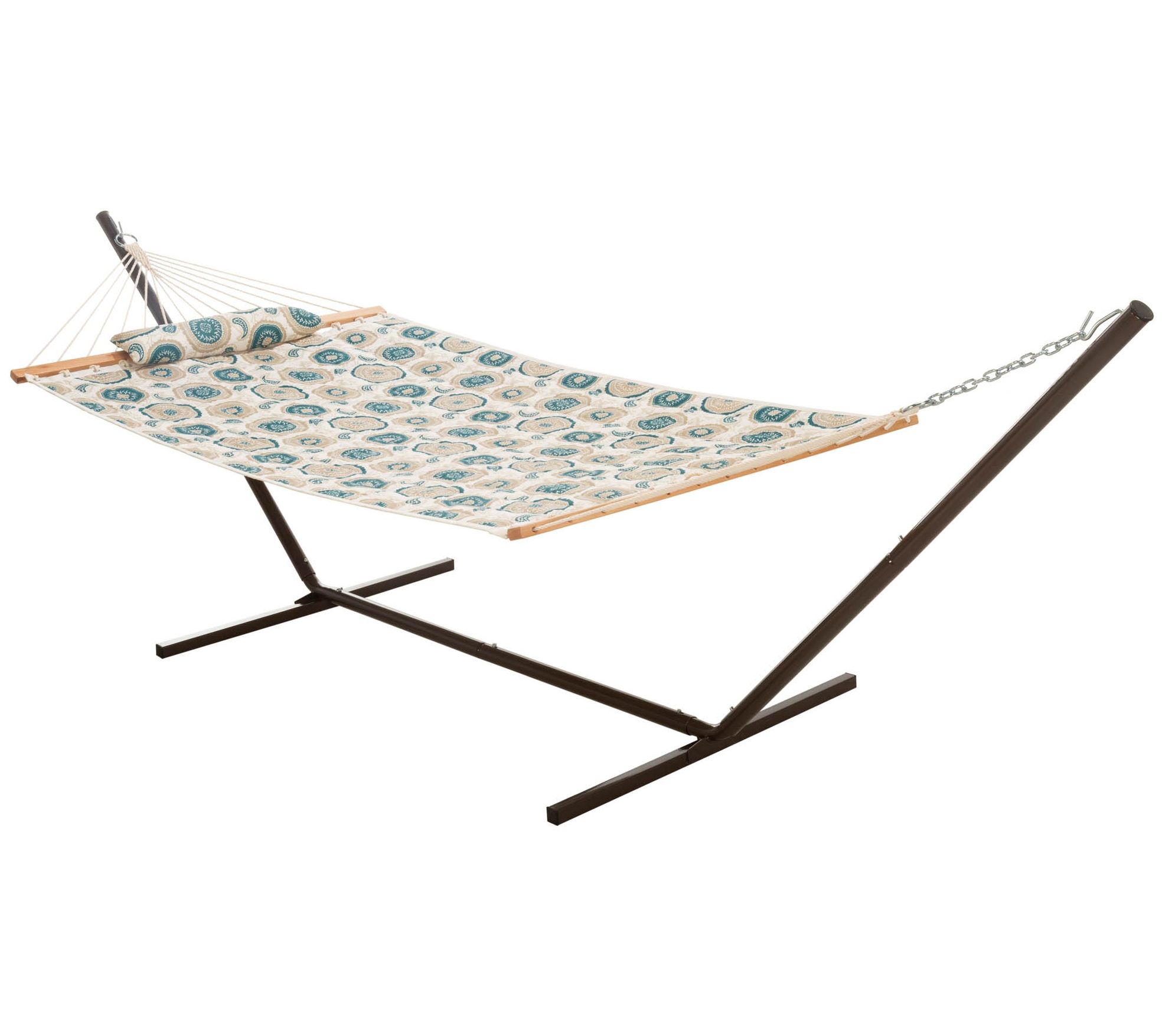 52" Multi-Color ed Quilted Hamm ock Combo w/ Pi llow and Stand