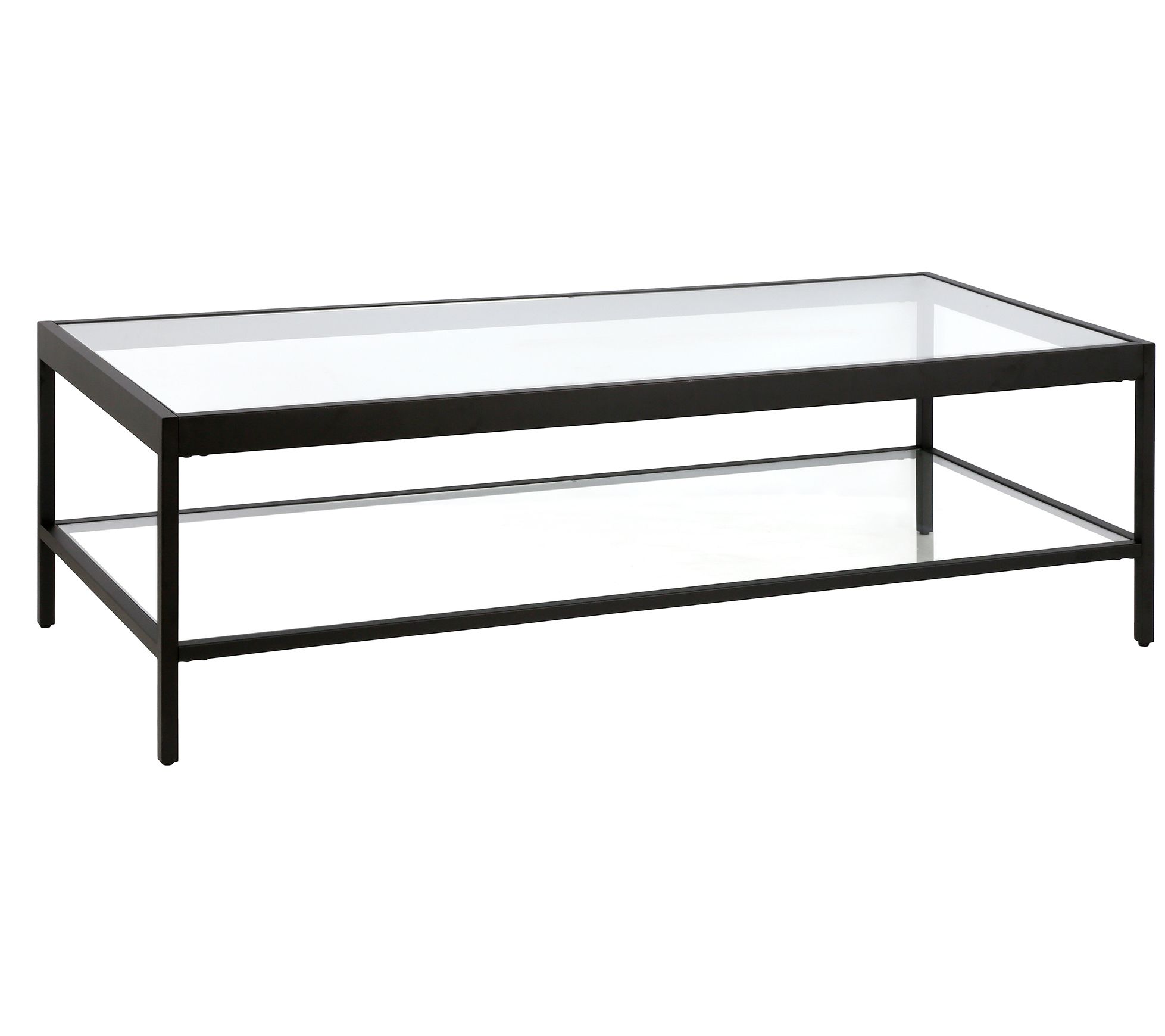 Hudson & Canal 54" Coffee Table w/ Spacious Glass Top & Shelf
