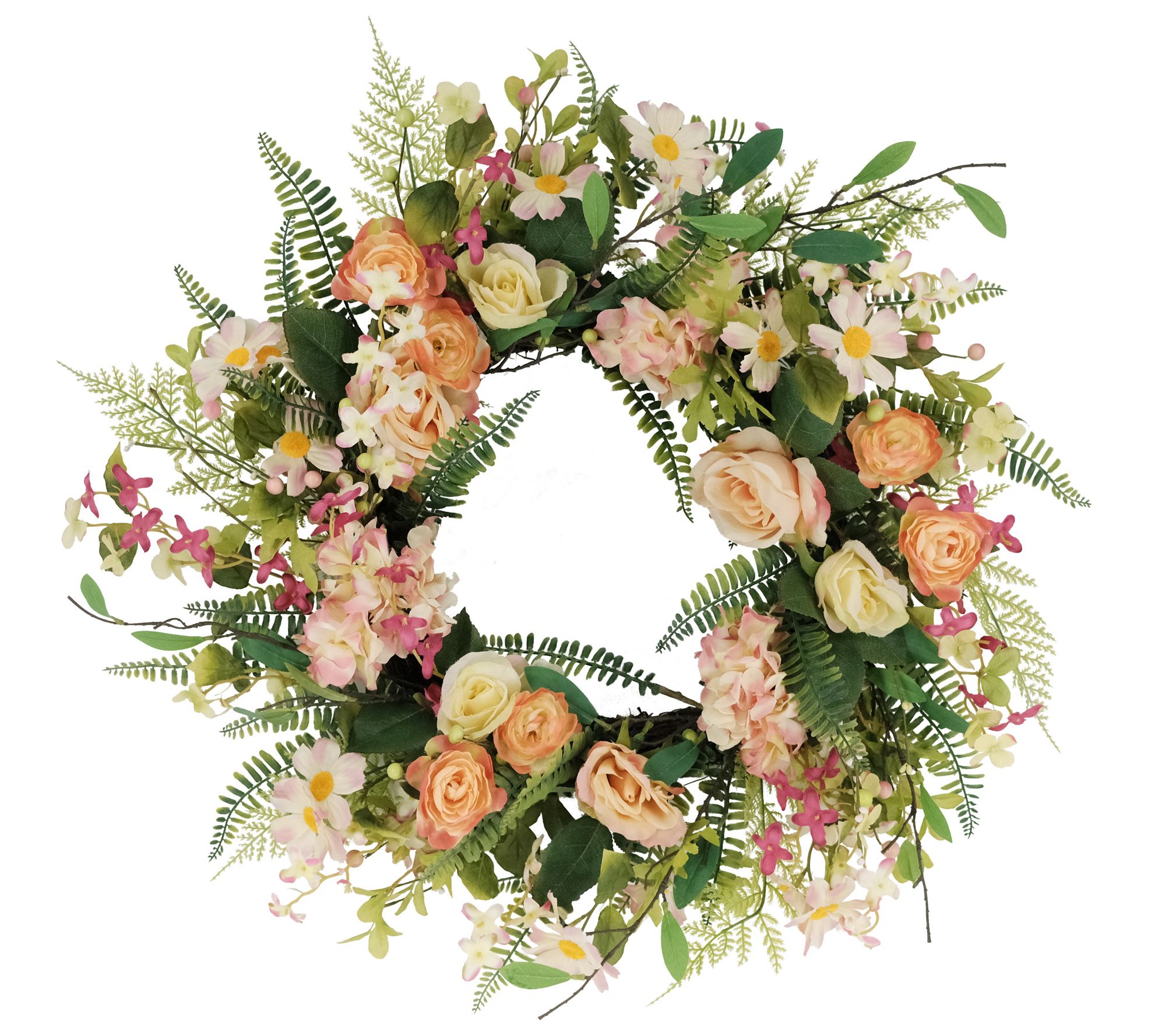 Puleo 24" Rose/Hydrangea Floral Spring Wreath