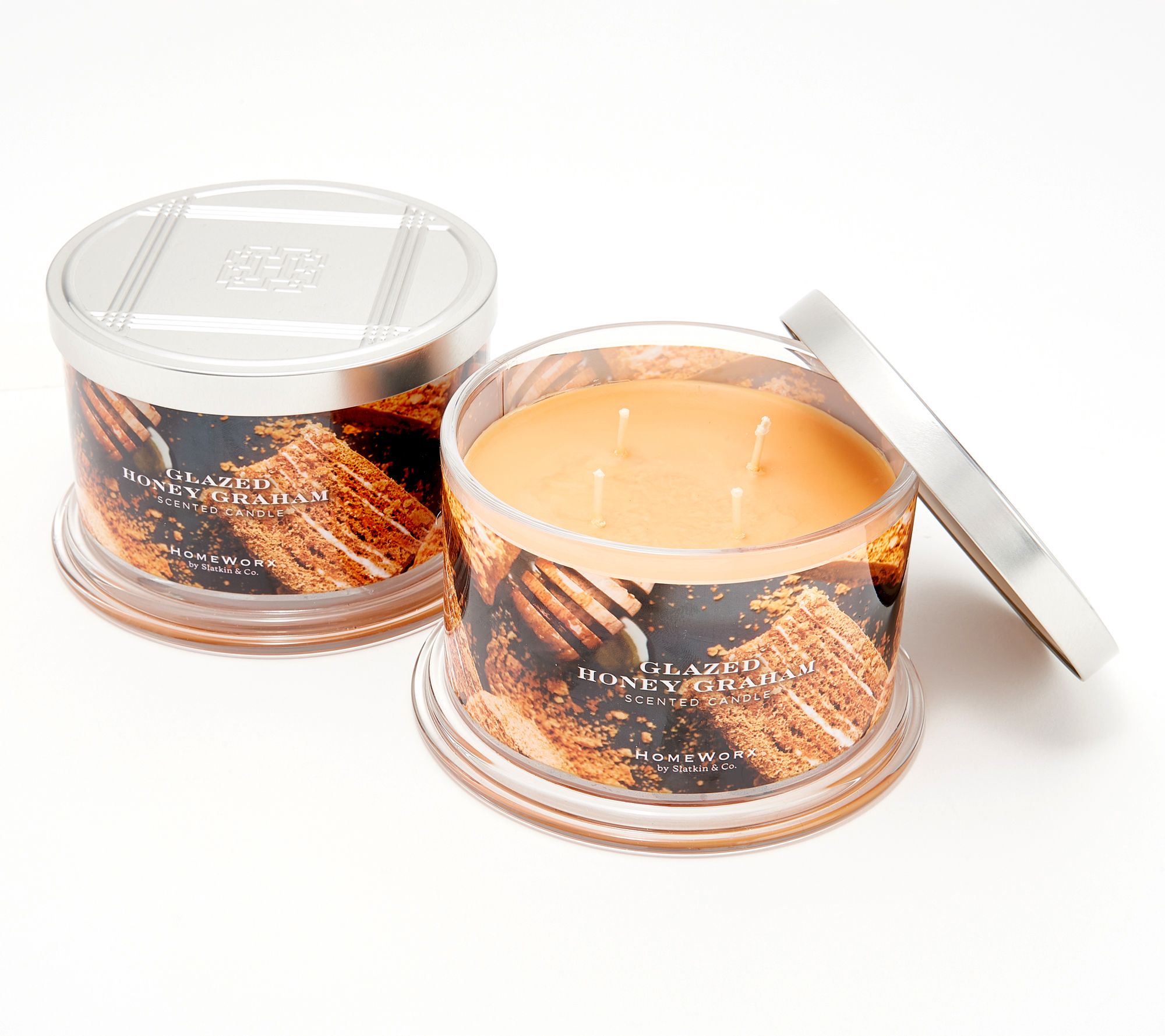 HomeWorx by Slatkin & Co. S/2 Glazed Honey Graham 18-oz Candles - QVC.com