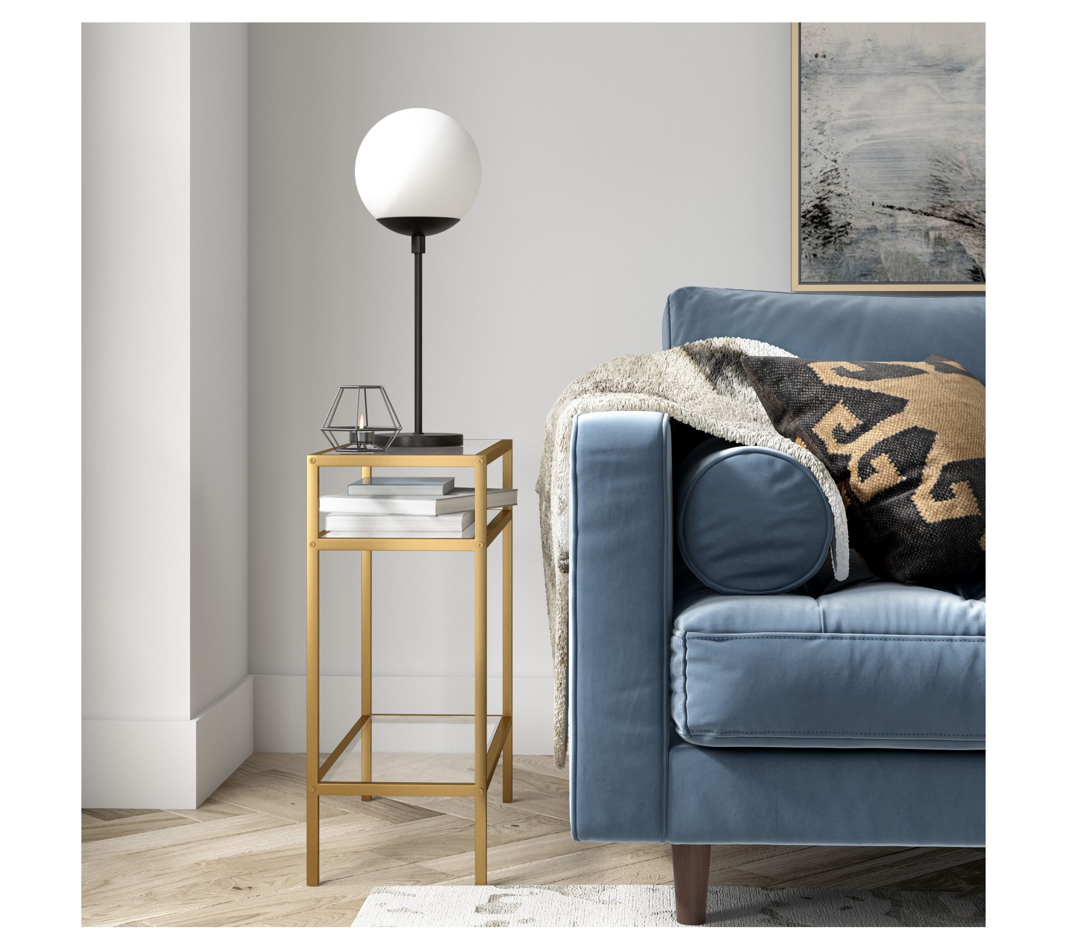 Hudson & Canal Sivil Rectangular Side Table With Lower Shelf