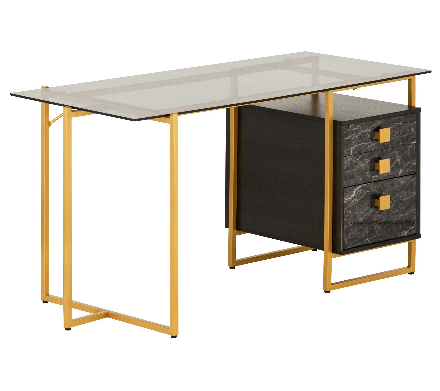 Techni Mobili Glass Top Computer Desk W/Storage