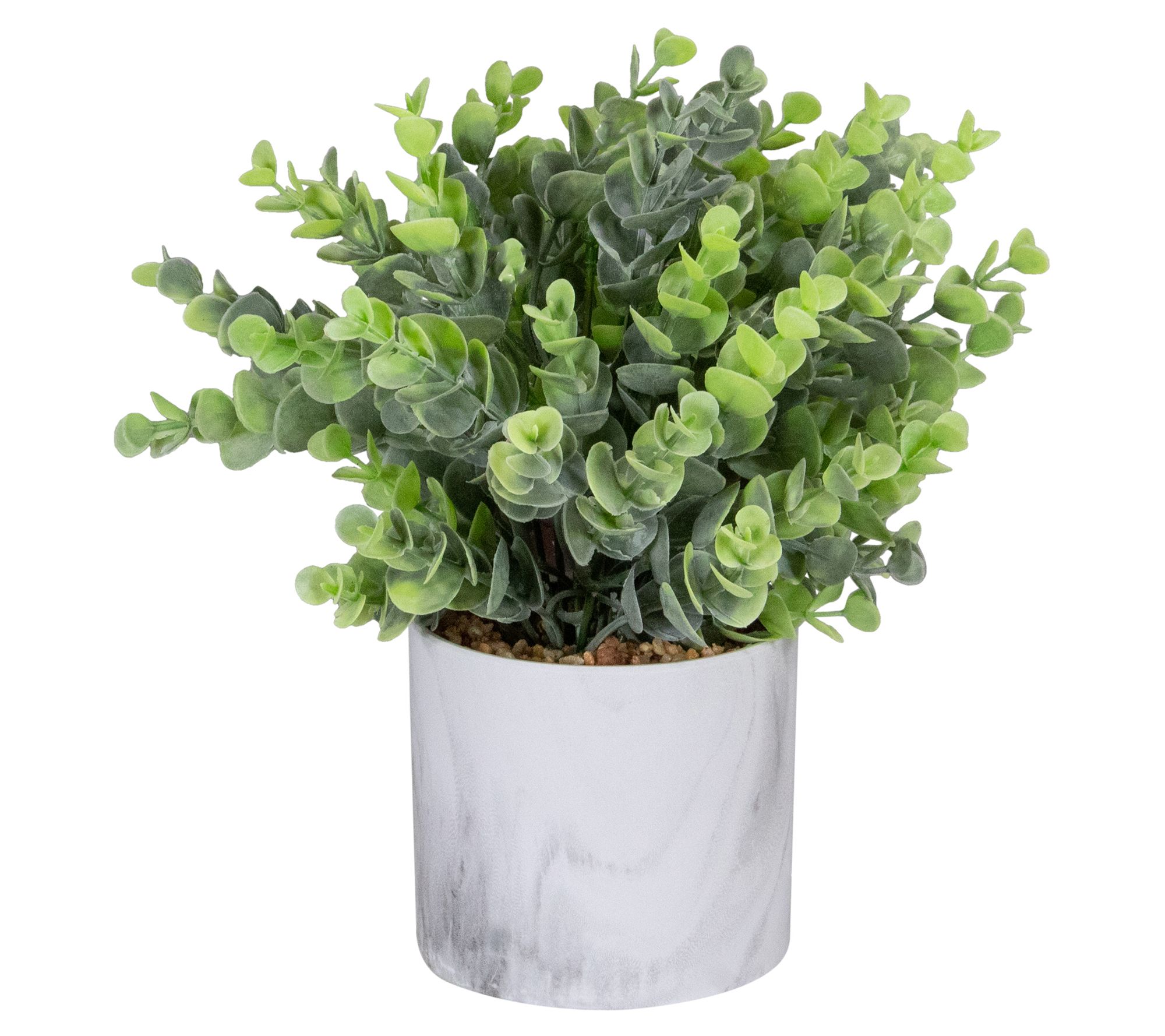 Northlight 9" Artificial Eucalyptus in a MarbleStyle Pot