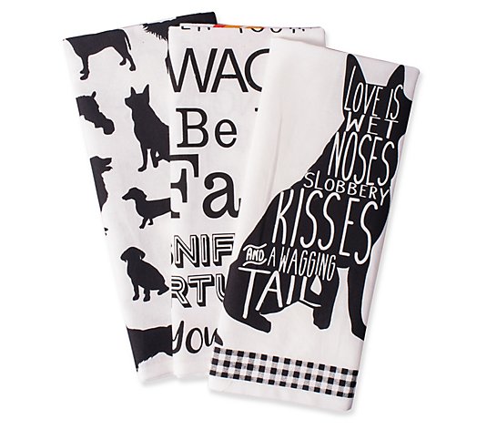 Design Imports Set of 3 Dog Show Printed Kitchen Towels