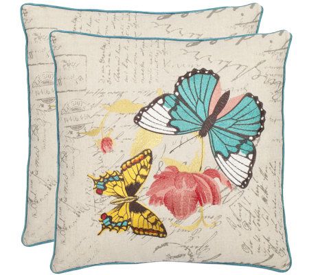 Safavieh S/2 18"x18" Ilavia Butterfly Applique illows