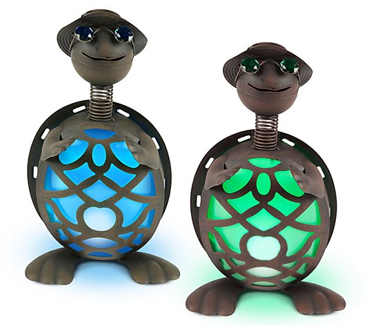 Solar-Powered Metal Turtle Figurines by GersonCo.
