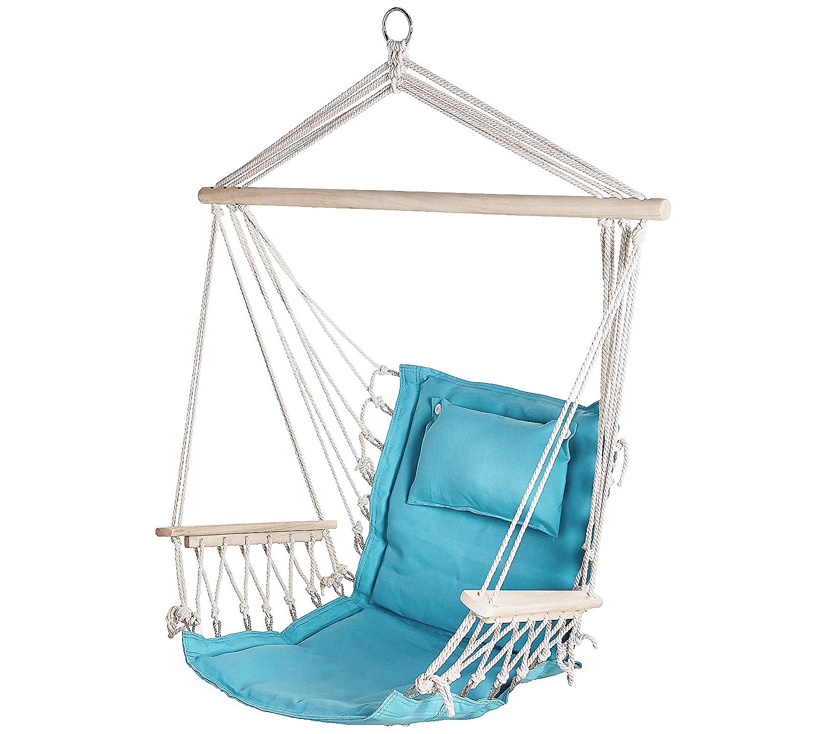 Hanging Hammock Chair with Wooden Armrests - QVC.com