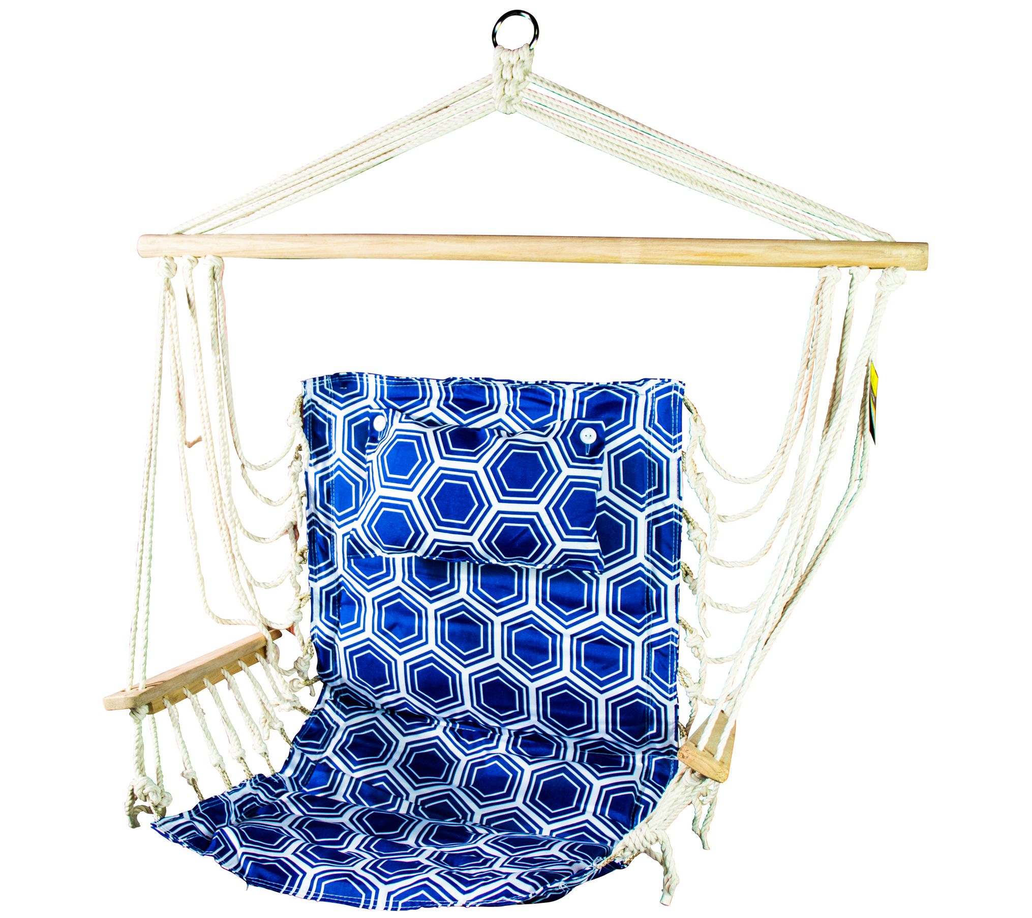 Hanging Hammock Chair with Wooden Armrests