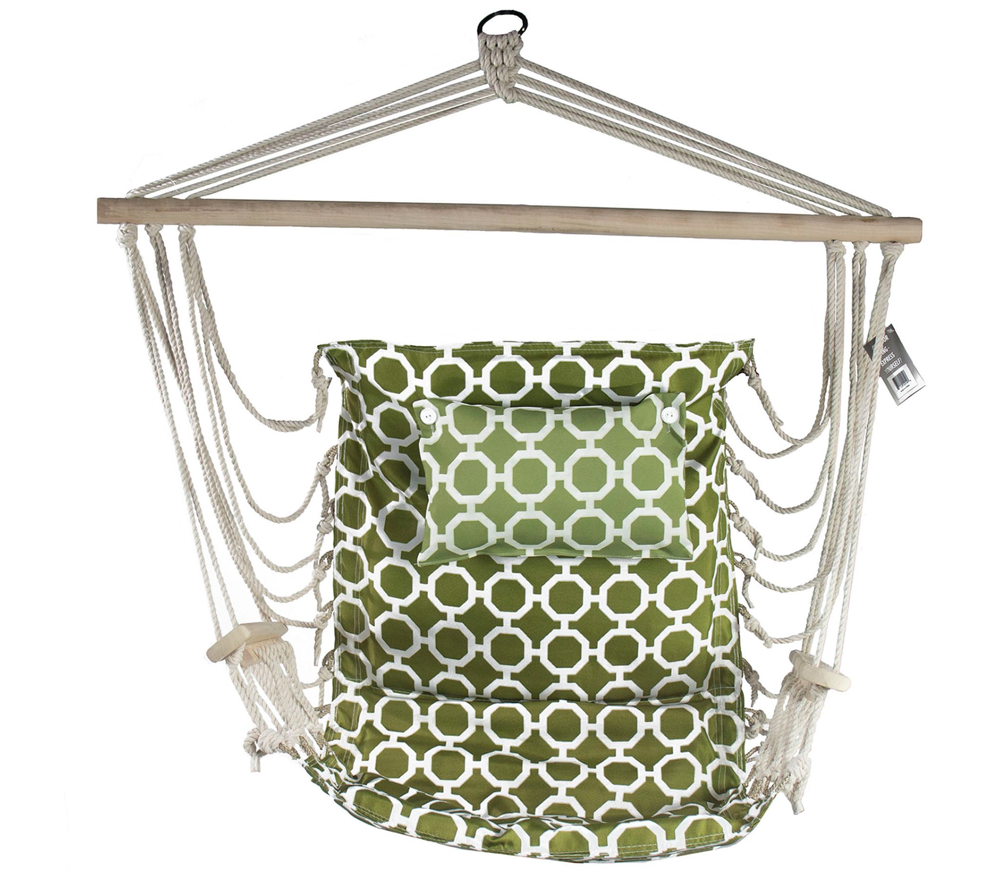 Hanging Hammock Chair with Wooden Armrests