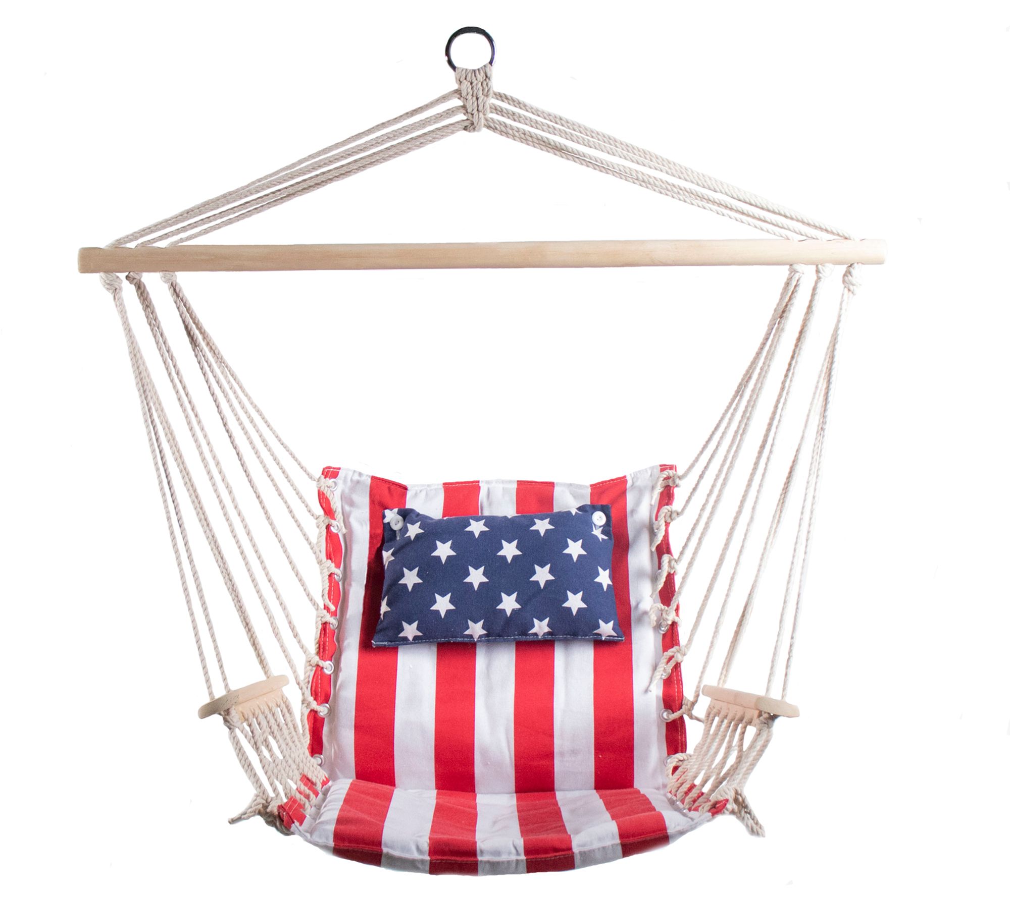 Hanging Hammock Chair with Wooden Armrests