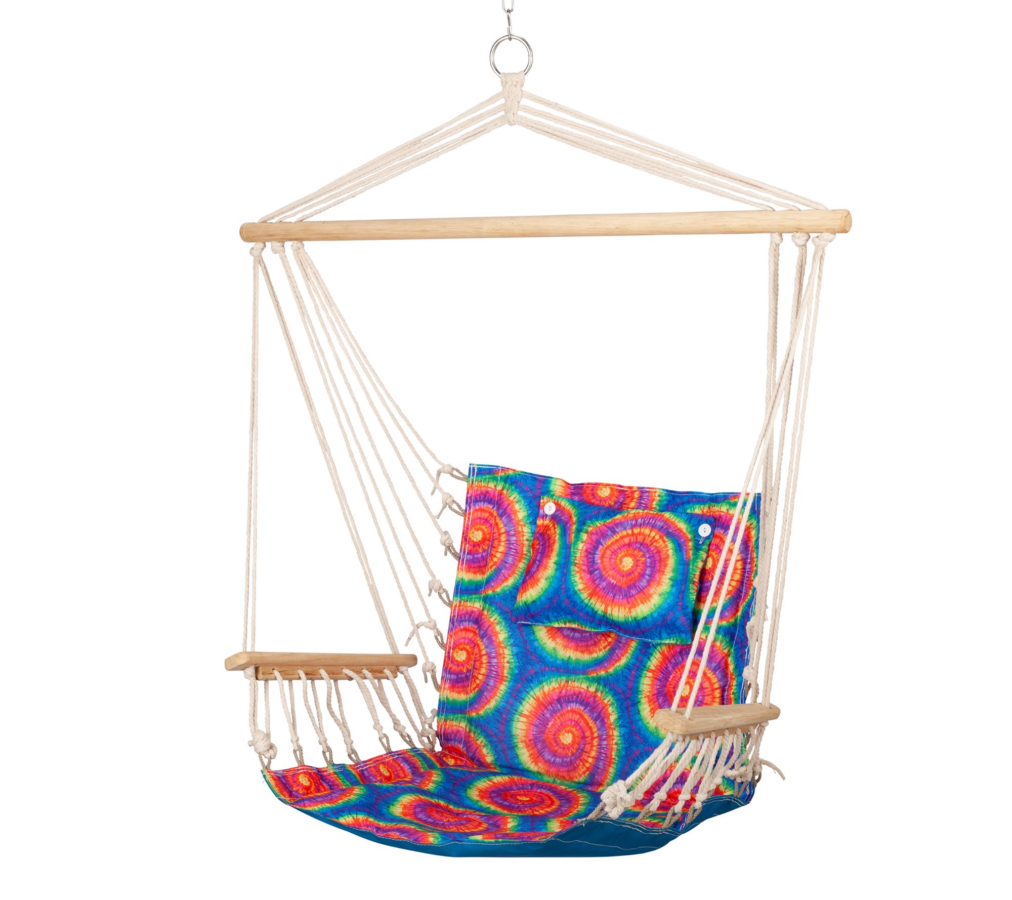 Hanging Hammock Chair with Wooden Armrests