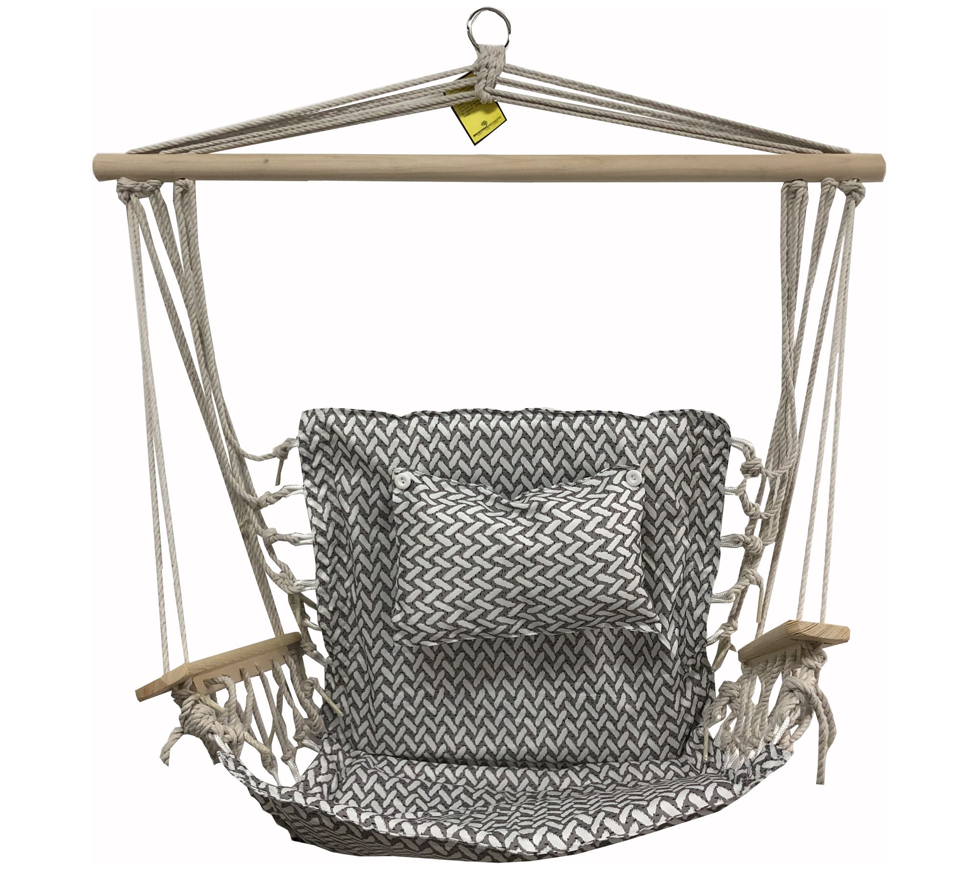 Hanging Hammock Chair with Wooden Armrests