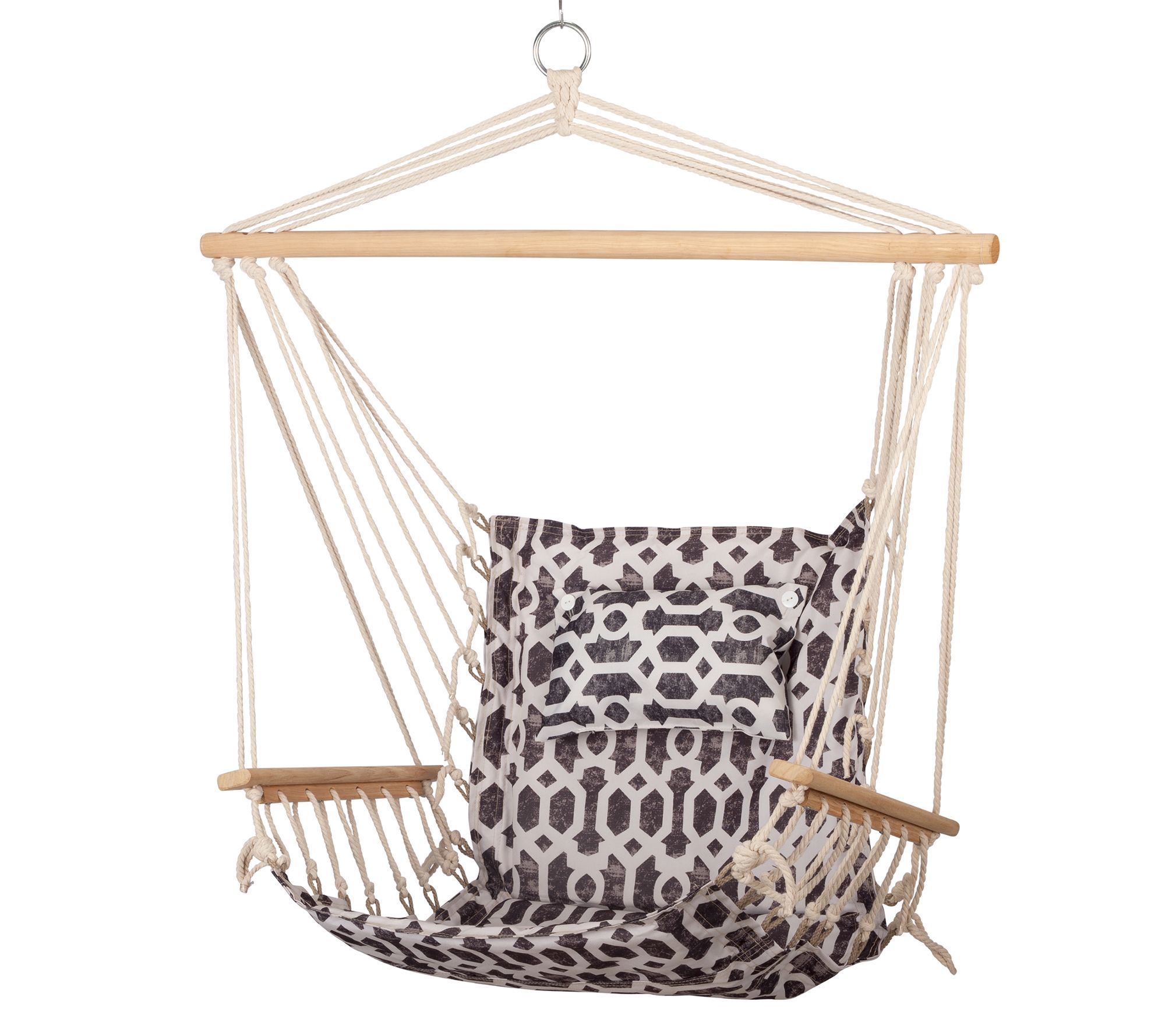 Hanging Hammock Chair with Wooden Armrests