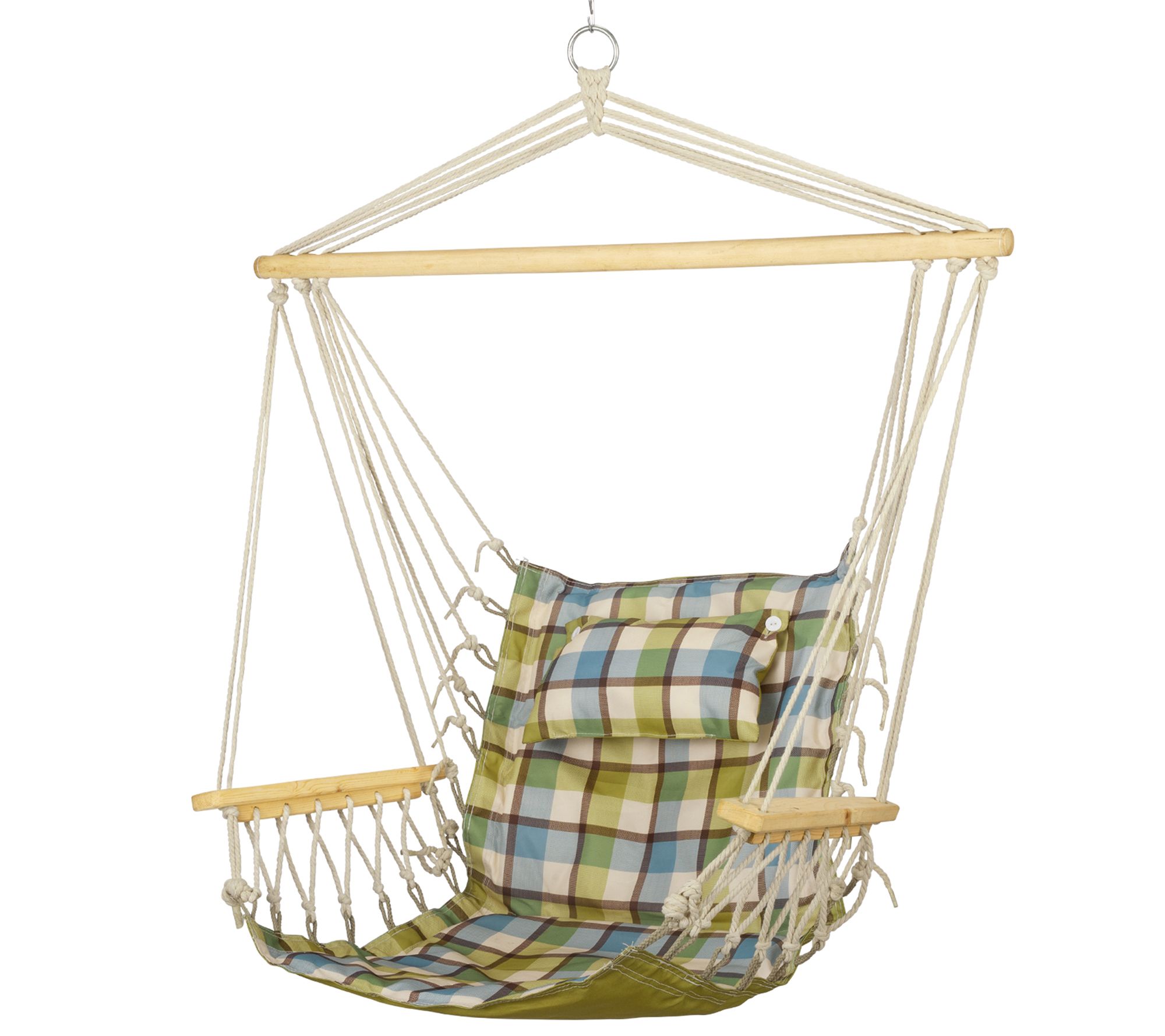 Hanging Hammock Chair with Wooden Armrests
