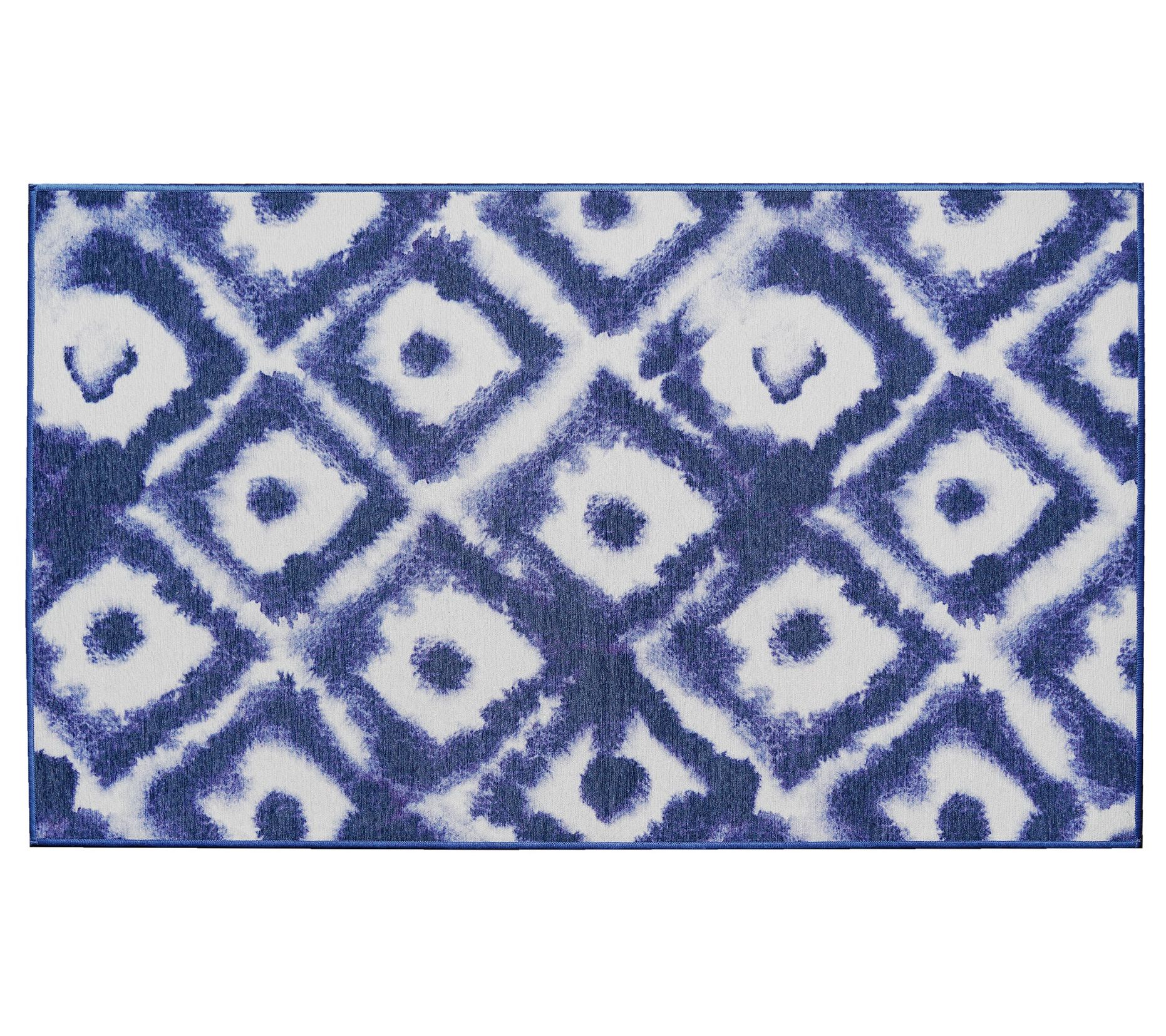 My Magic Carpet Washable Rug Shibori GeometricBlue 3' x 5'