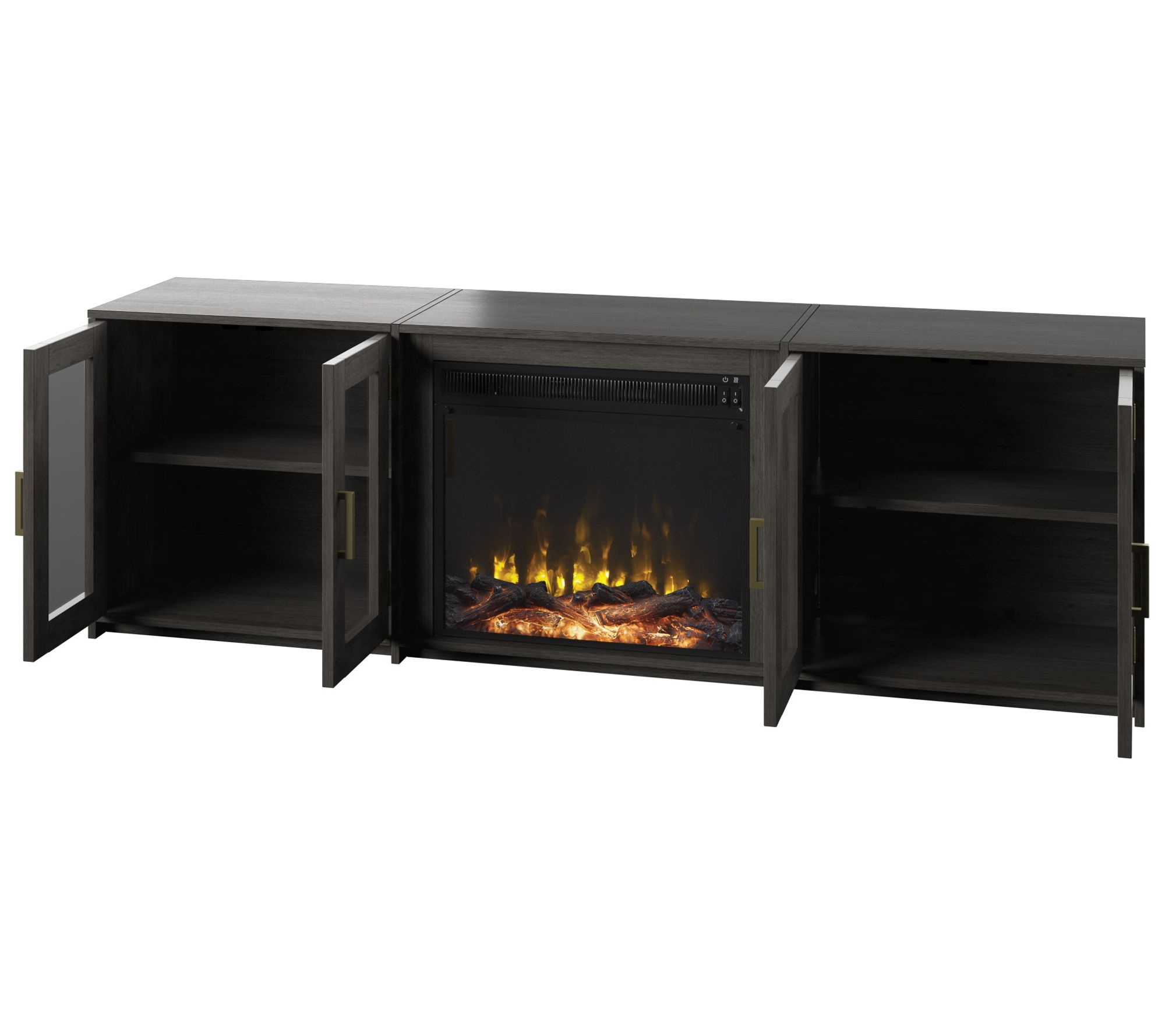 Twin Star Home TV and Media Stand W/Fireplace & USB Charging - QVC.com