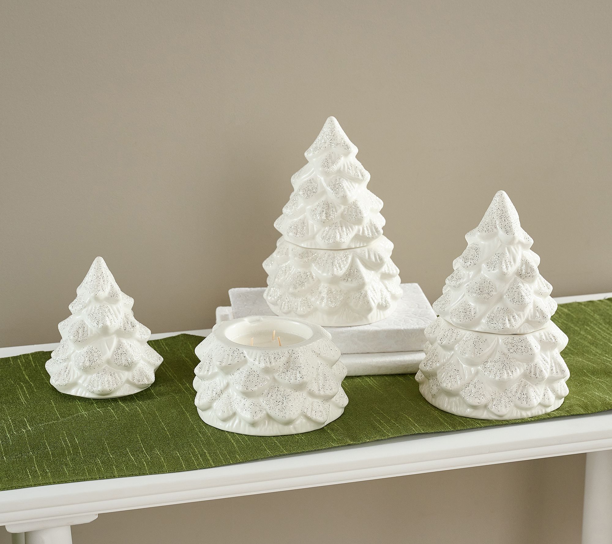 Snowy Moss Decorative Tabletop Trees Set of 3