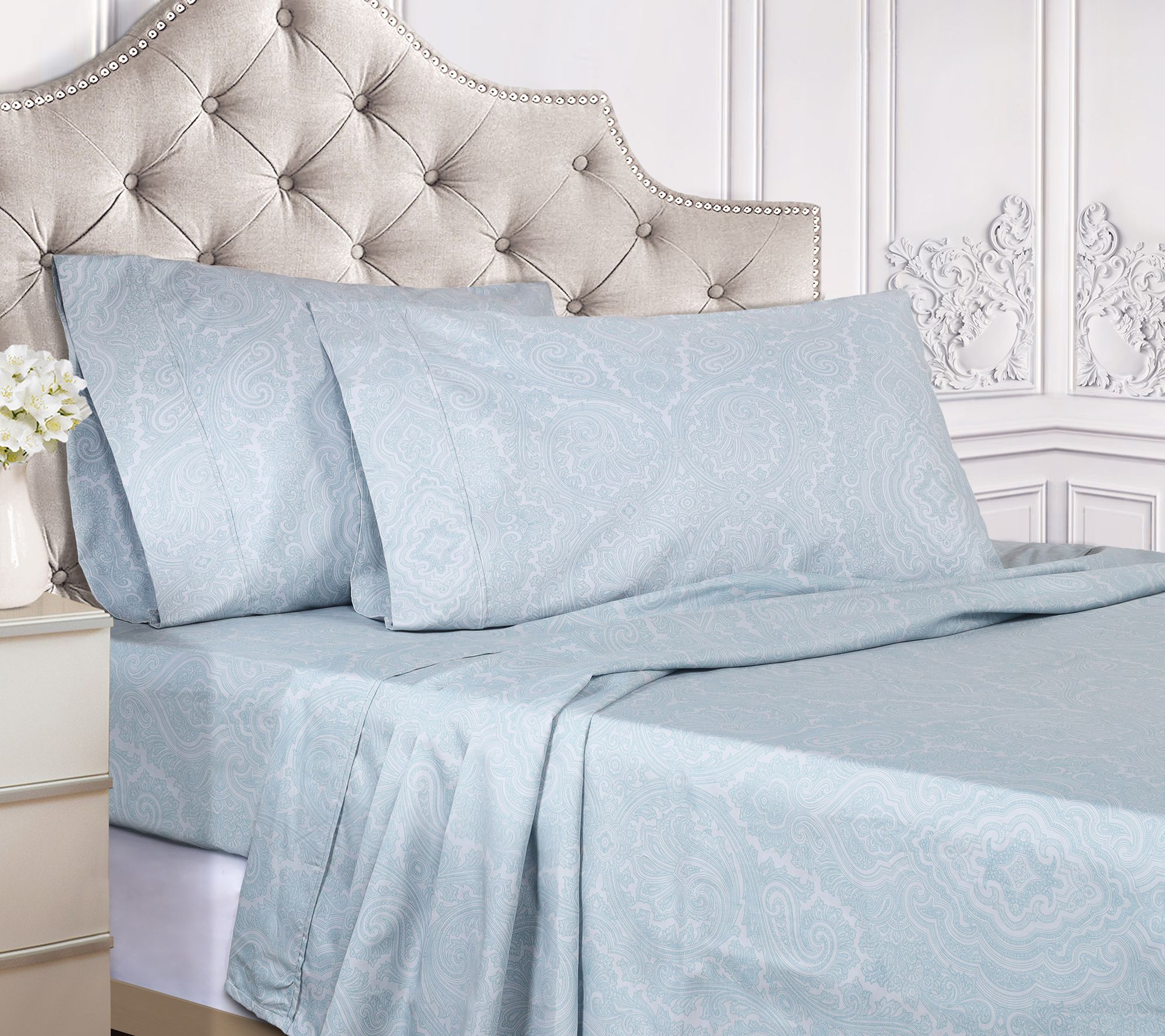 Superior Italian Paisley Cotton Blend Duvet Covr Set, Twin