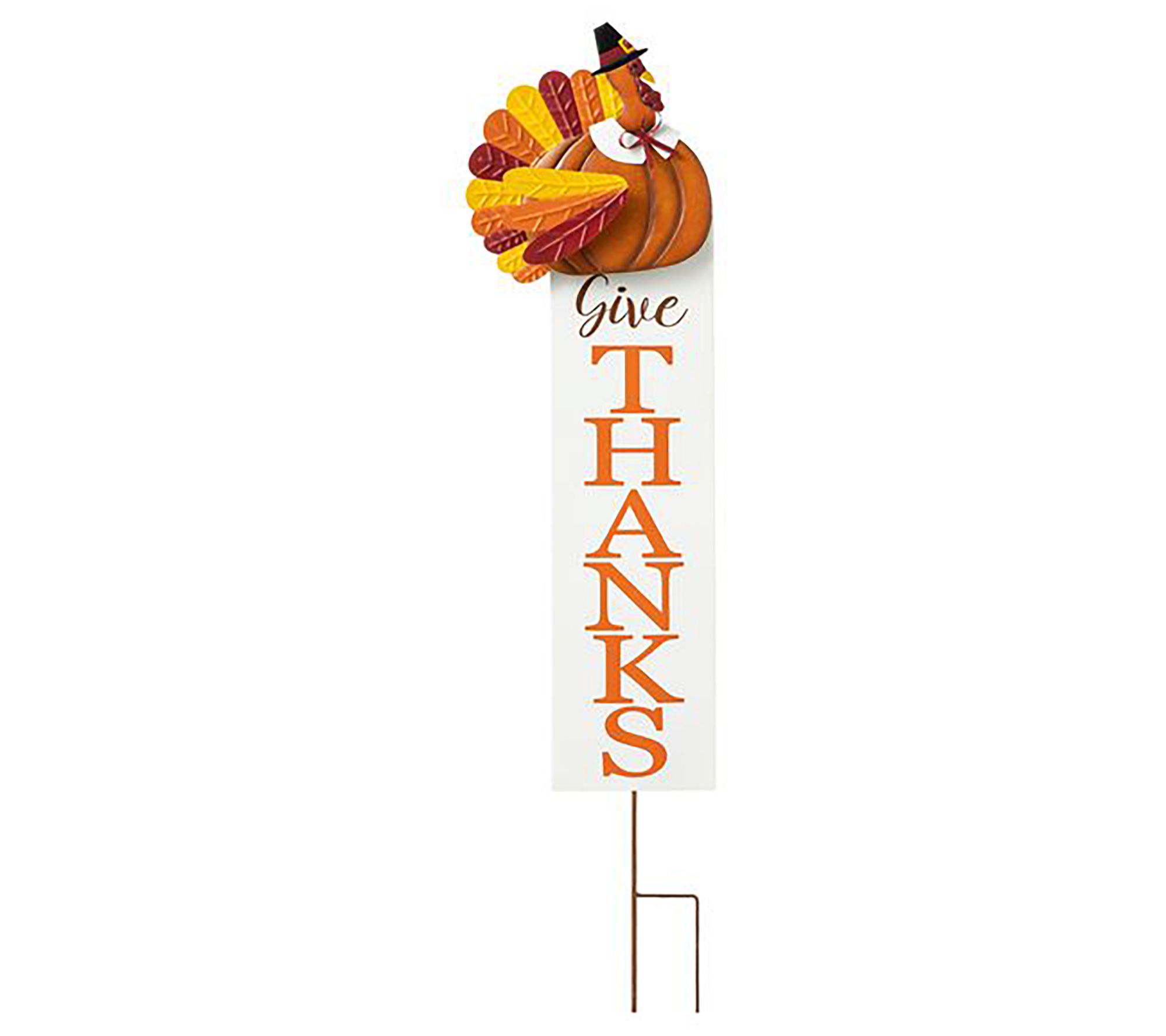 Glitzhome 36"H Thanksgiving  Turkey "Give Thank s" Yard Stake