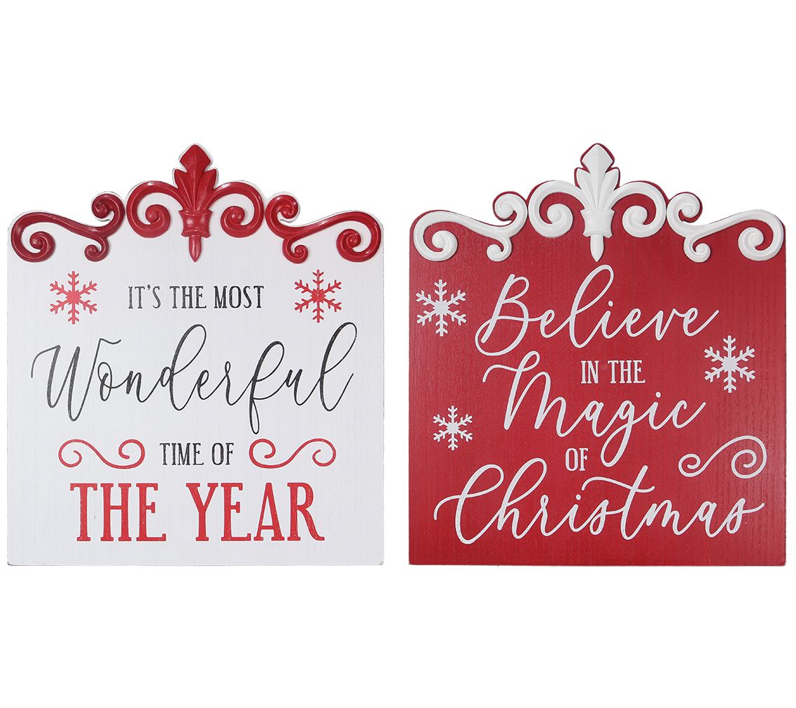 Young's Set of 2 Traditional Christmas Wood Wall Sign