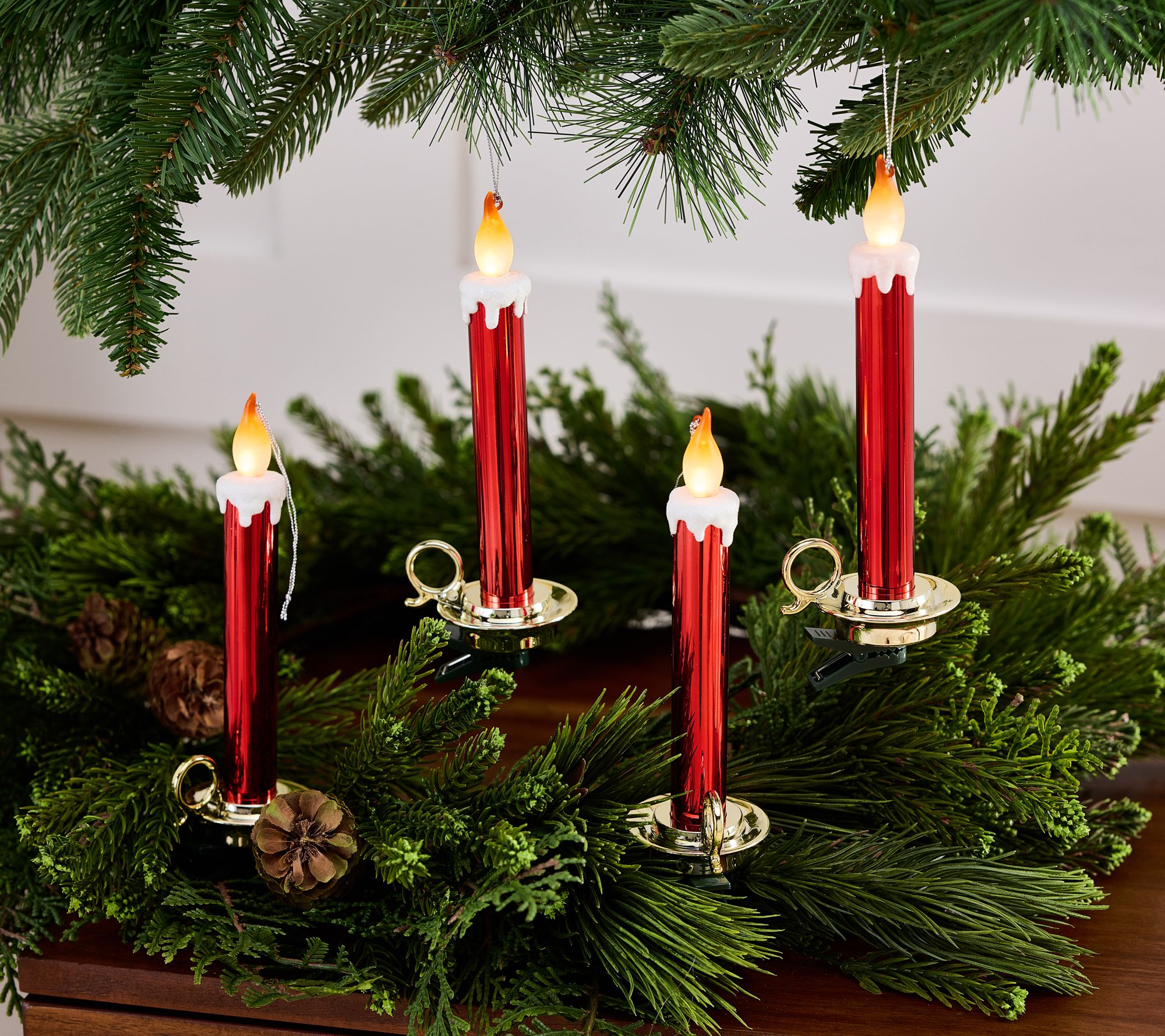 "As Is" Set of 4 Illuminated 8" ClipOn Taper Candles by Valerie